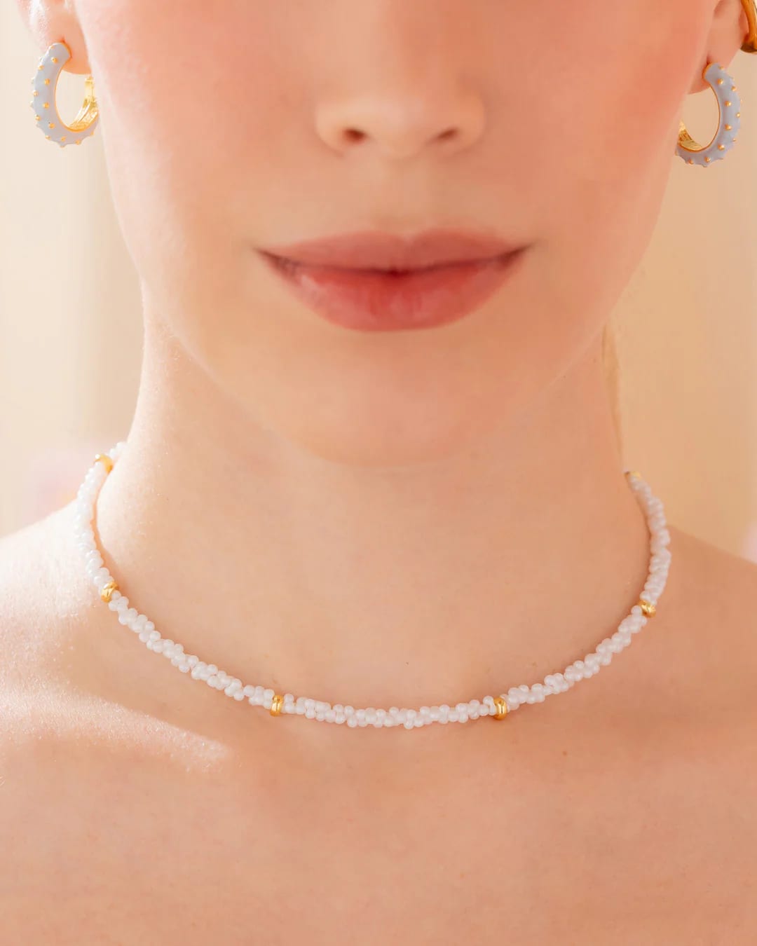 Collar Mini Perla Amorfa + Aretes - imagen 1