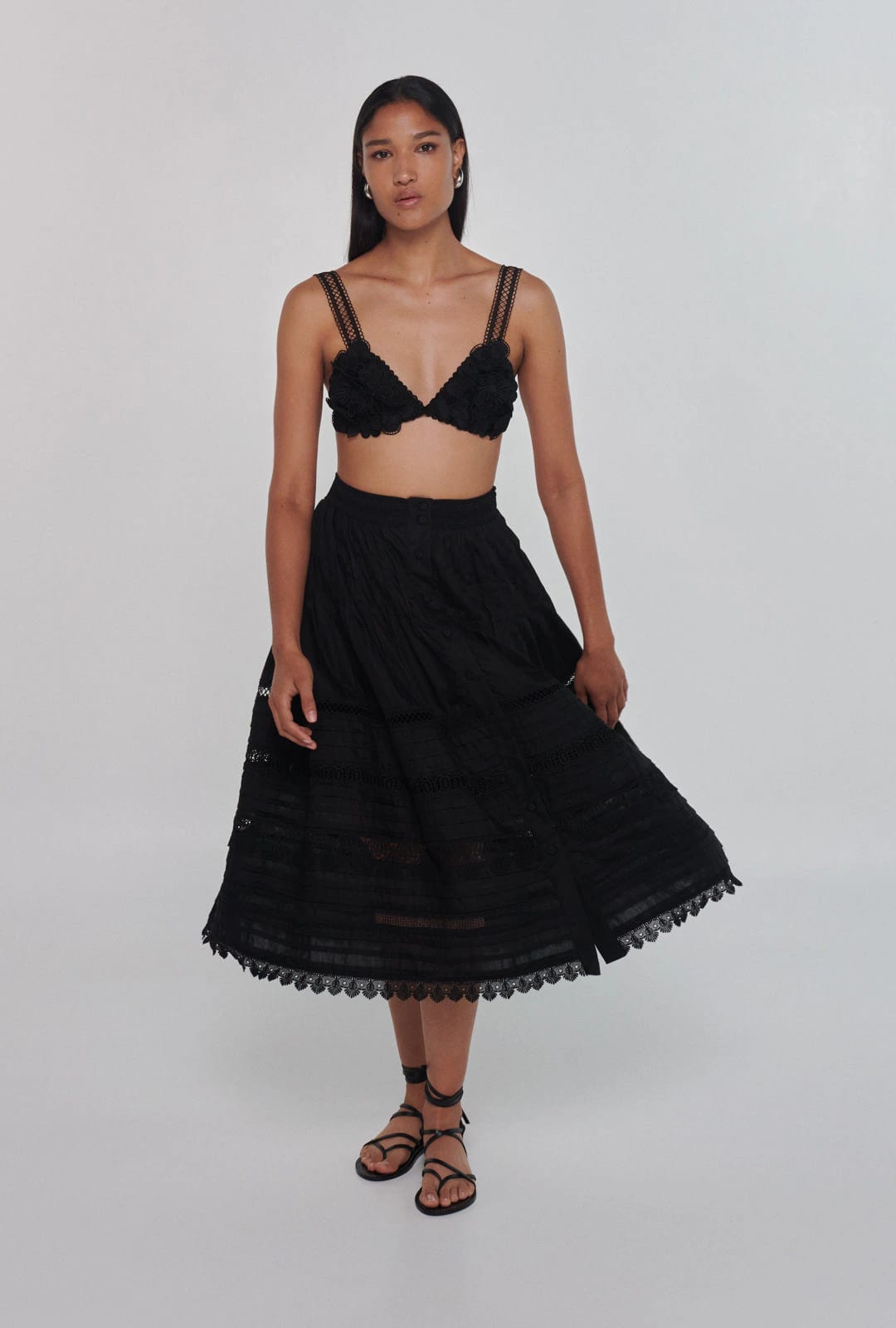 CAMILA MIDI SKIRT BLACK - imagen 1