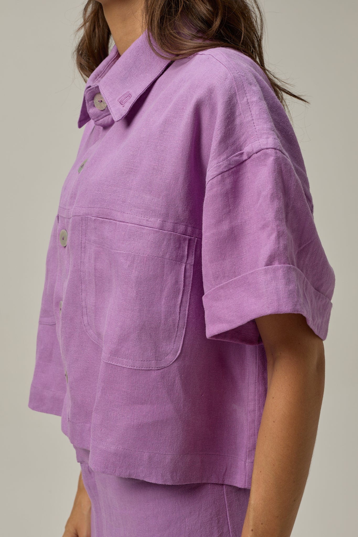 Camisa Rise de lino | Morado - imagen 5