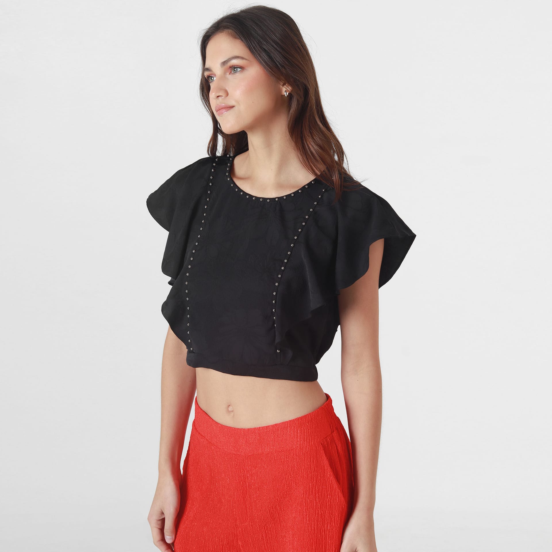 Blusa Cuello Redondo Manga Corta - imagen 1