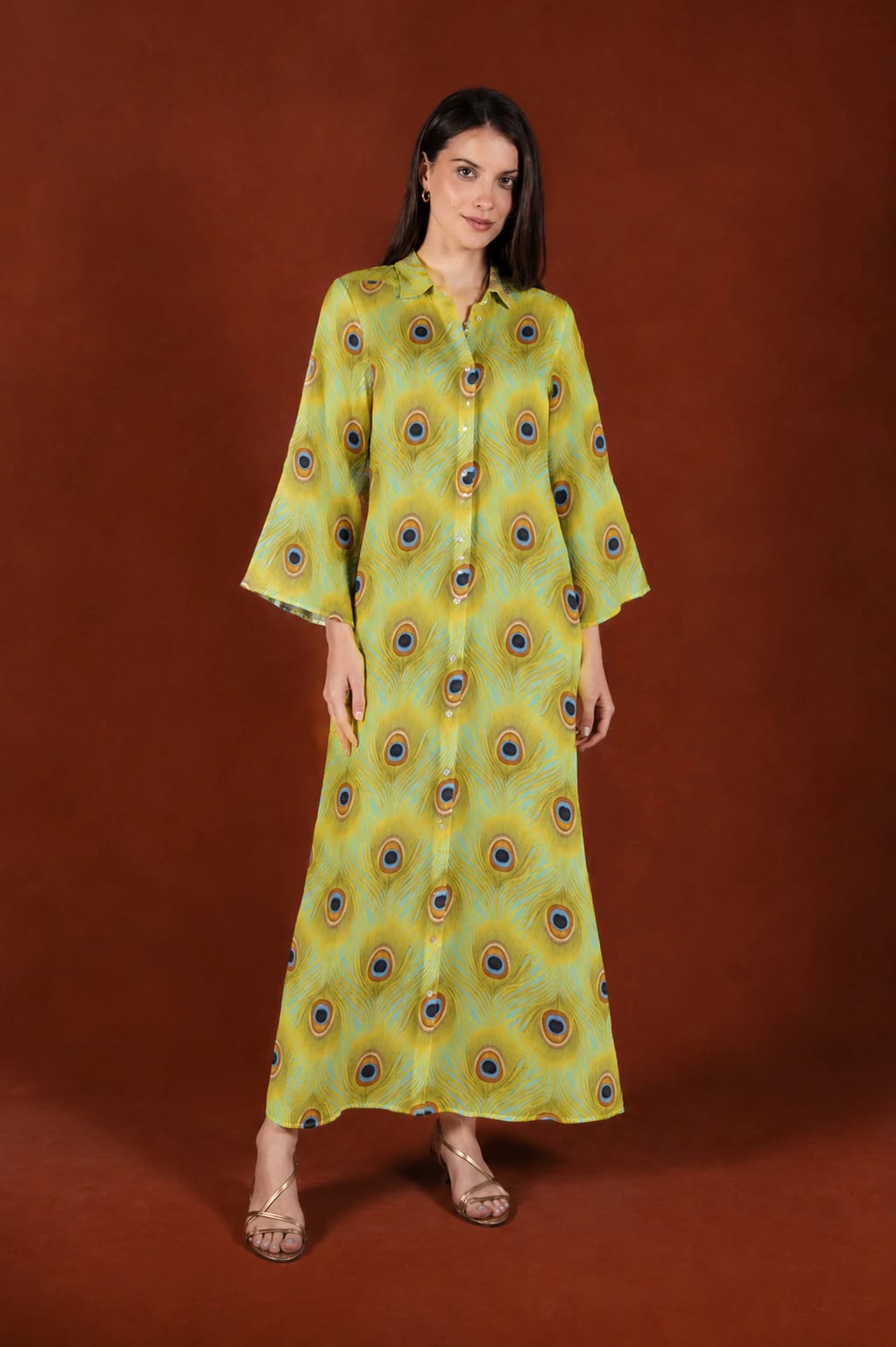 Women's Sacra linen shirt dress yellow - imagen 1