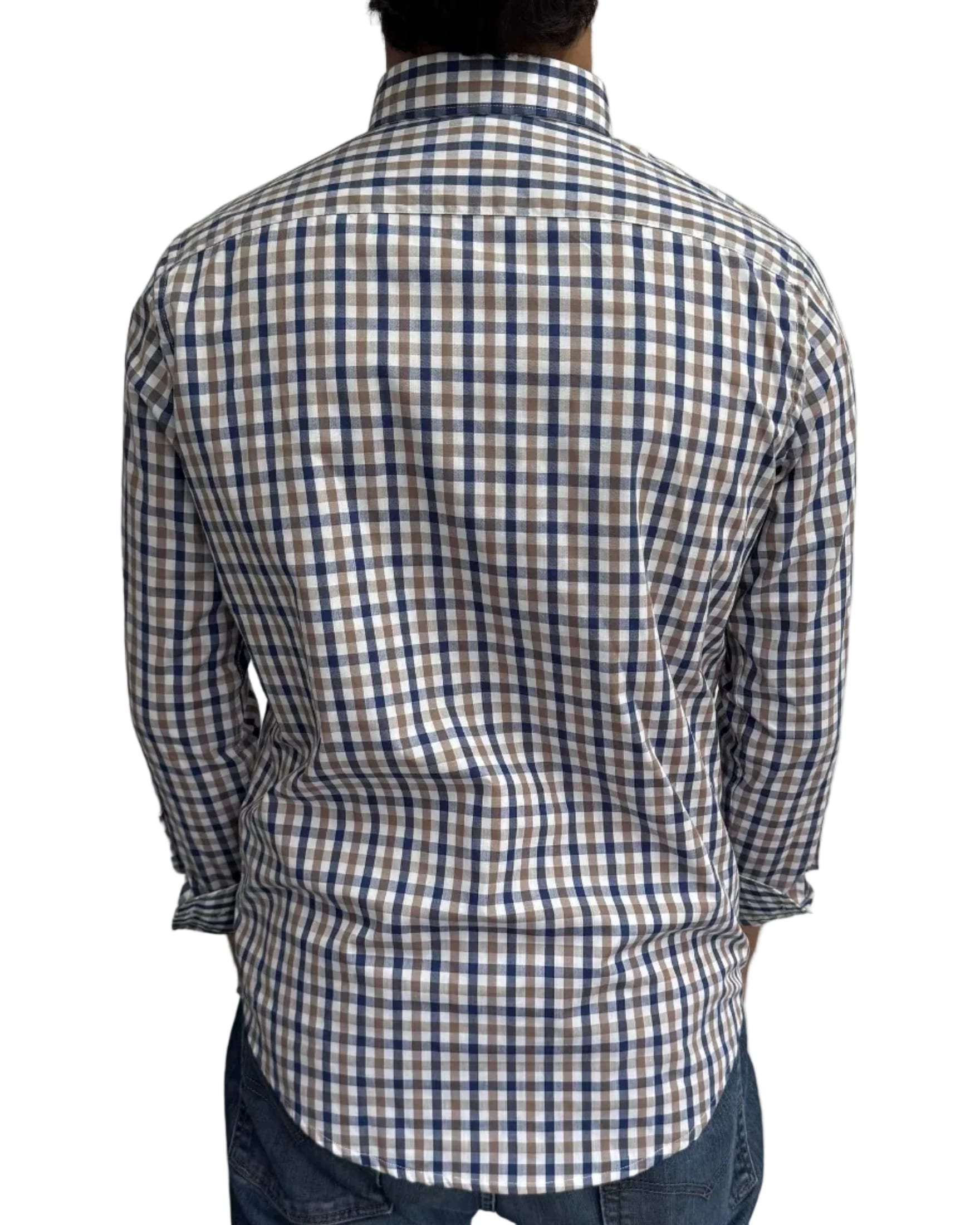 Camisa Cuadros Azul y Café - imagen 5