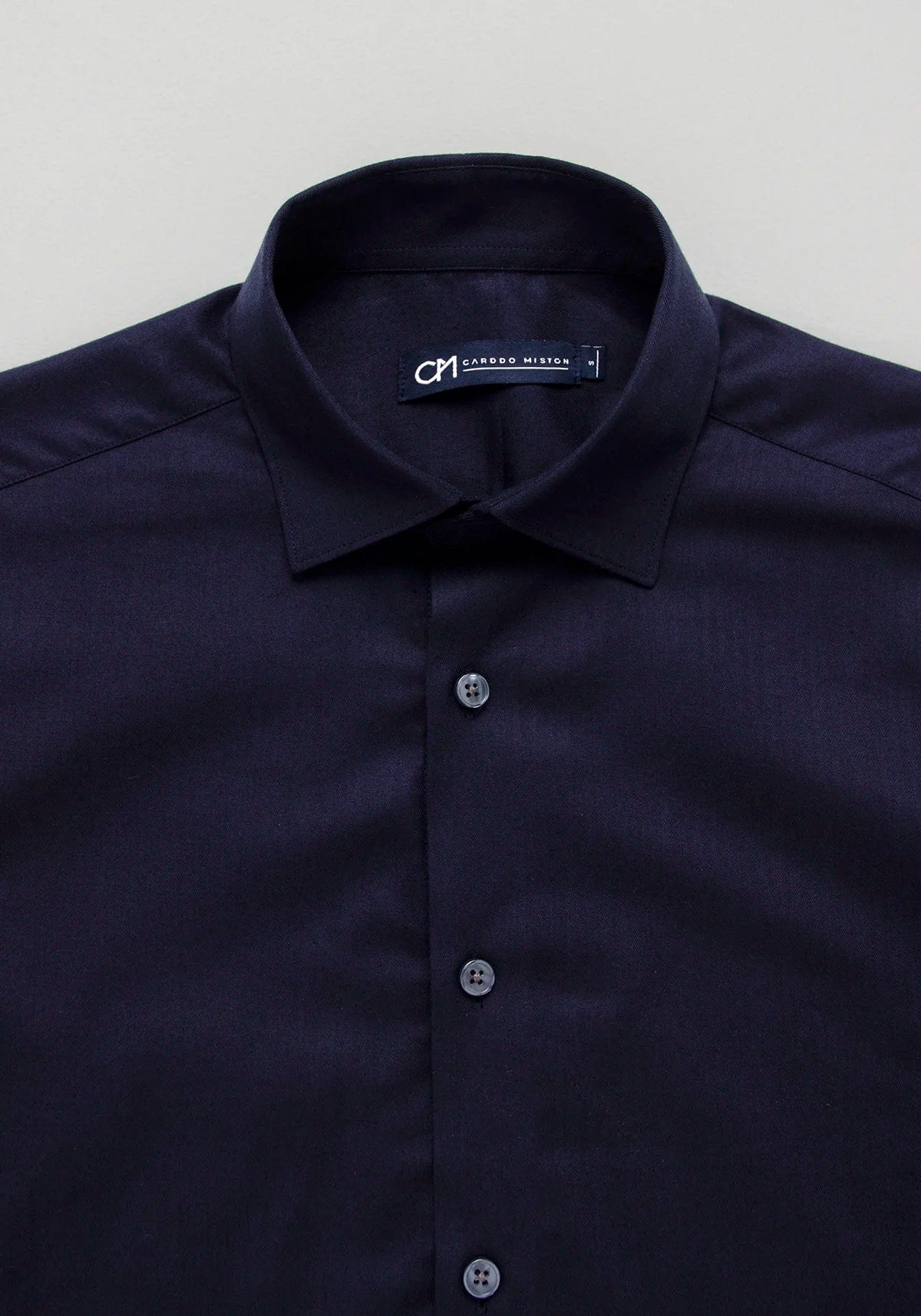 Camisa Dobby Espina de Pescado Algodón Azul Oscuro - imagen 2