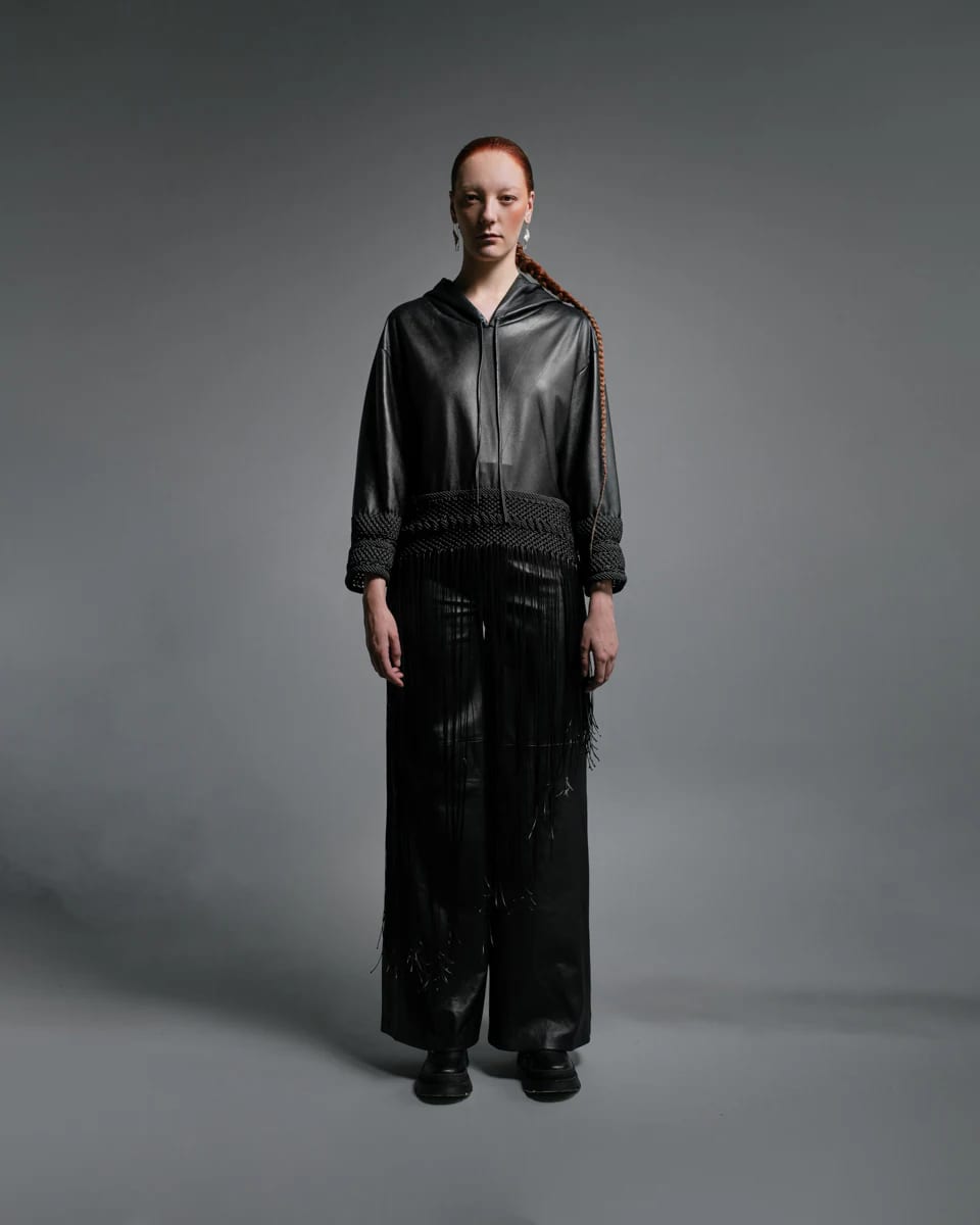 MACRAME LEATHER HOODIE - imagen 9