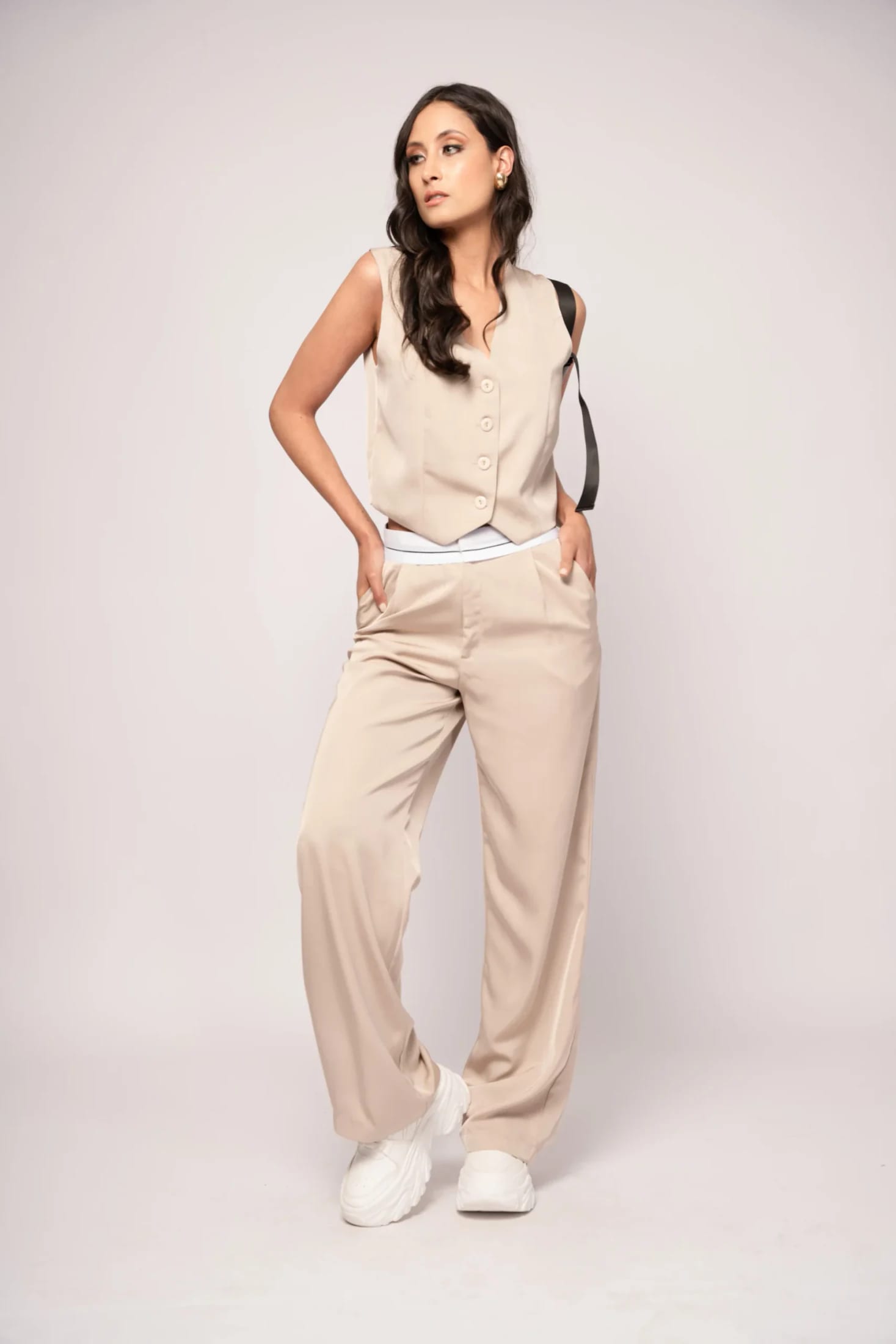 Chaleco Puntas Saten Champagne - imagen 3
