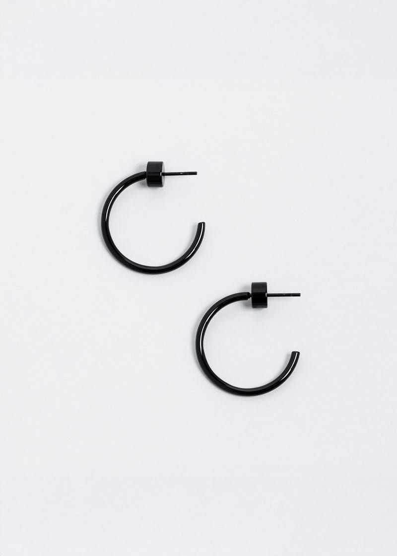 Small Thin Hoops Negro - imagen 1