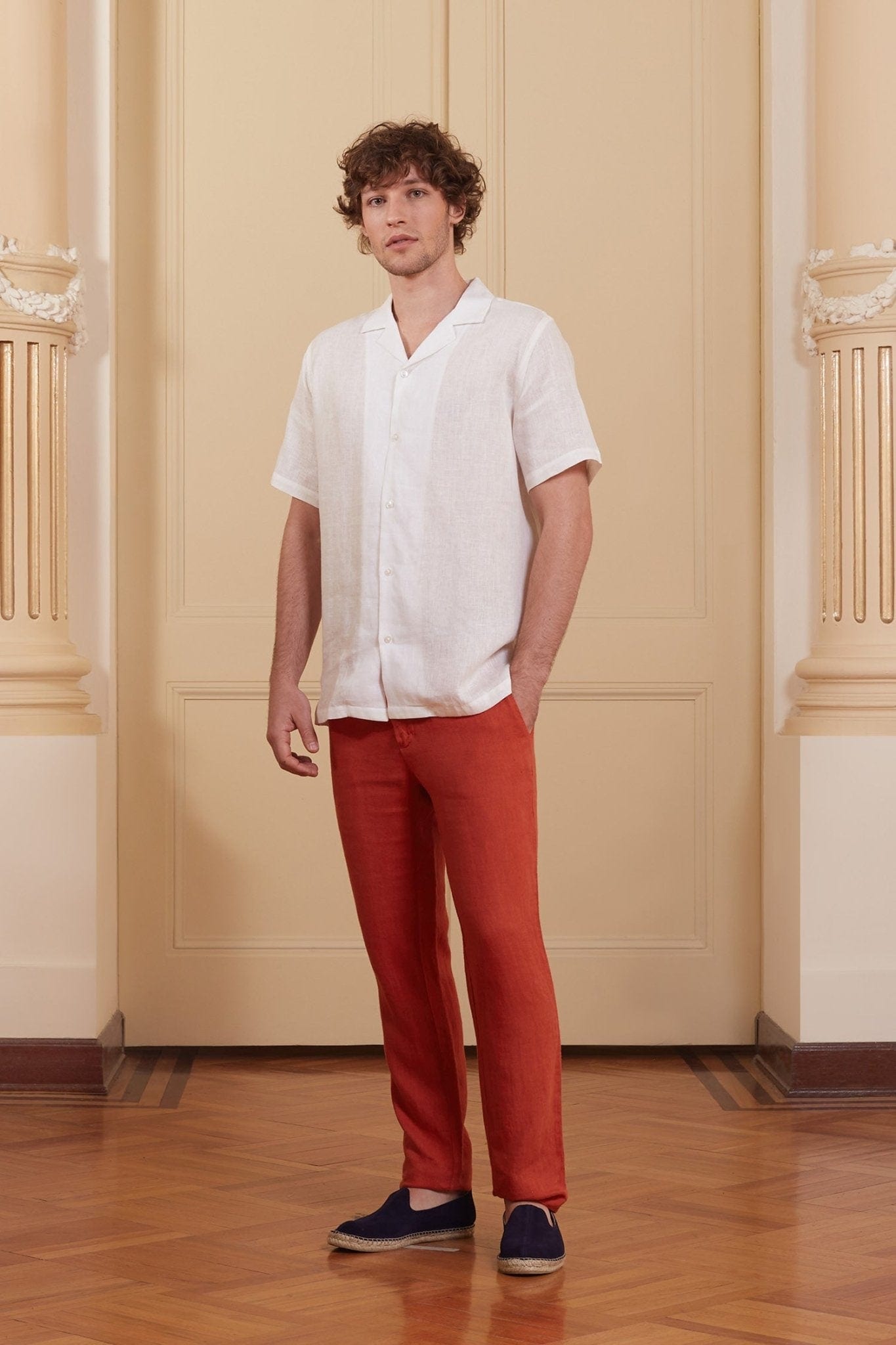Men's linen shirt white musas - imagen 4
