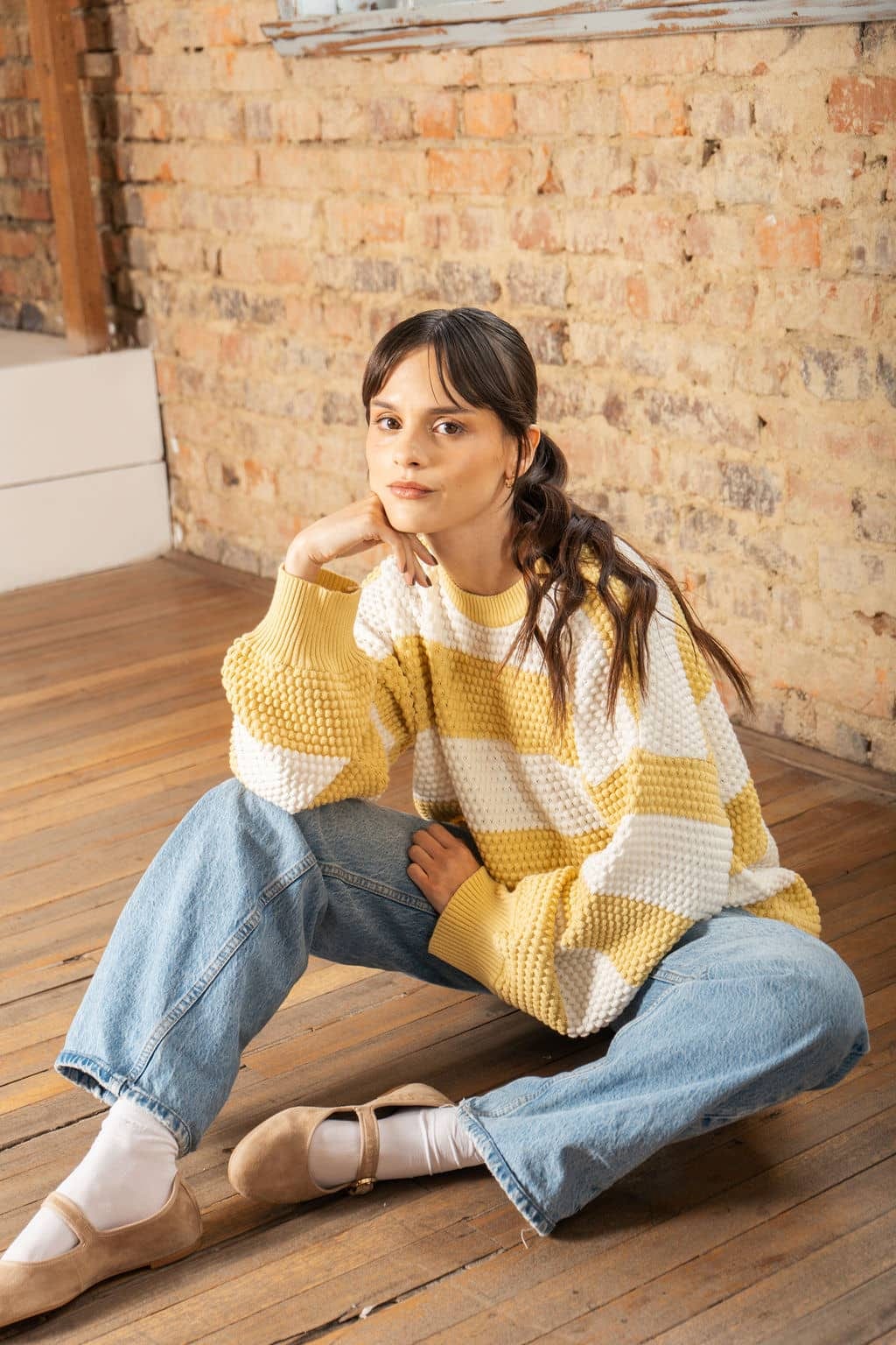 Sweater Bolitas Amarillo y Crudo - imagen 5