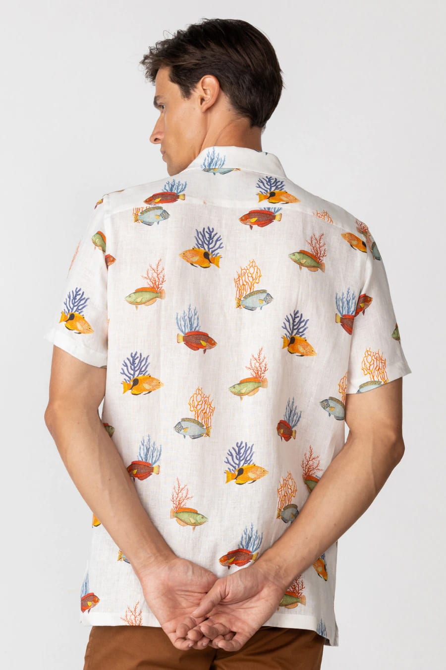 Men's linen shirt white polynesia - imagen 4