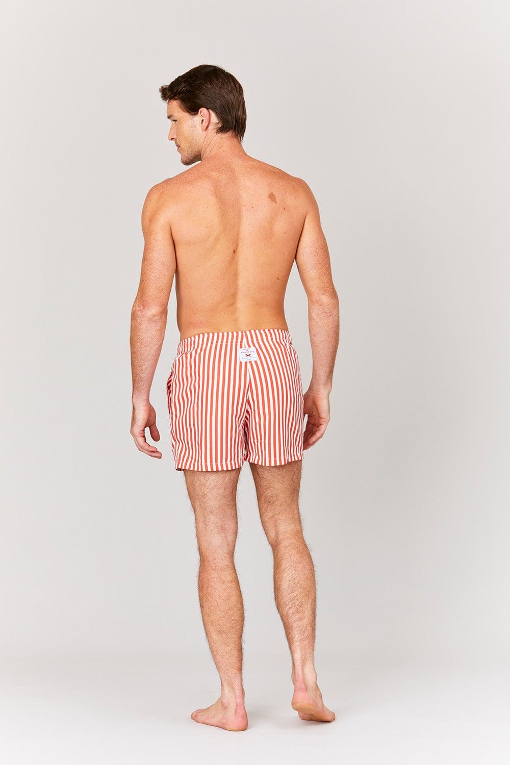 Men's red striped swim trunk - imagen 2