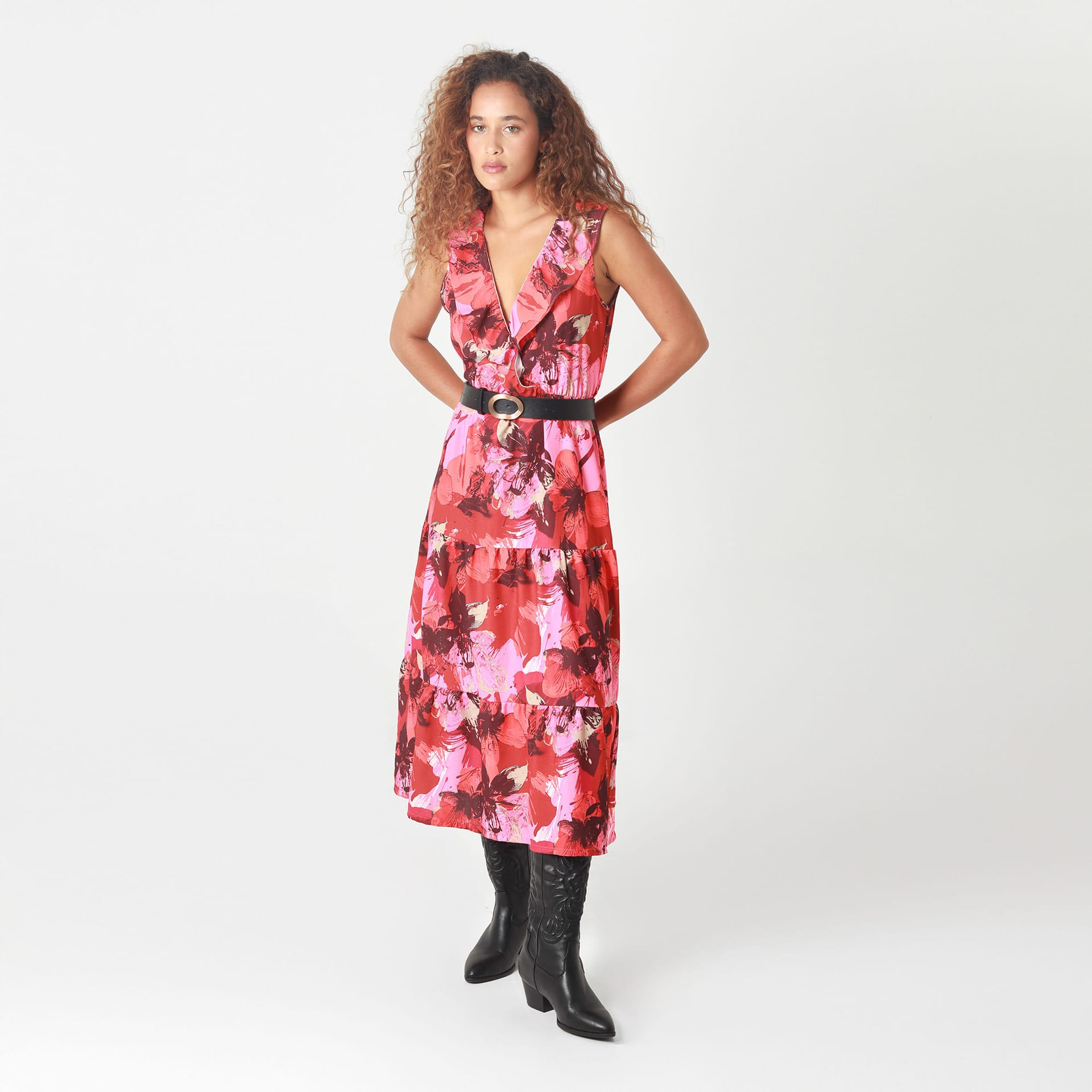 Vestido Cuello V Manga Sisa - imagen 1