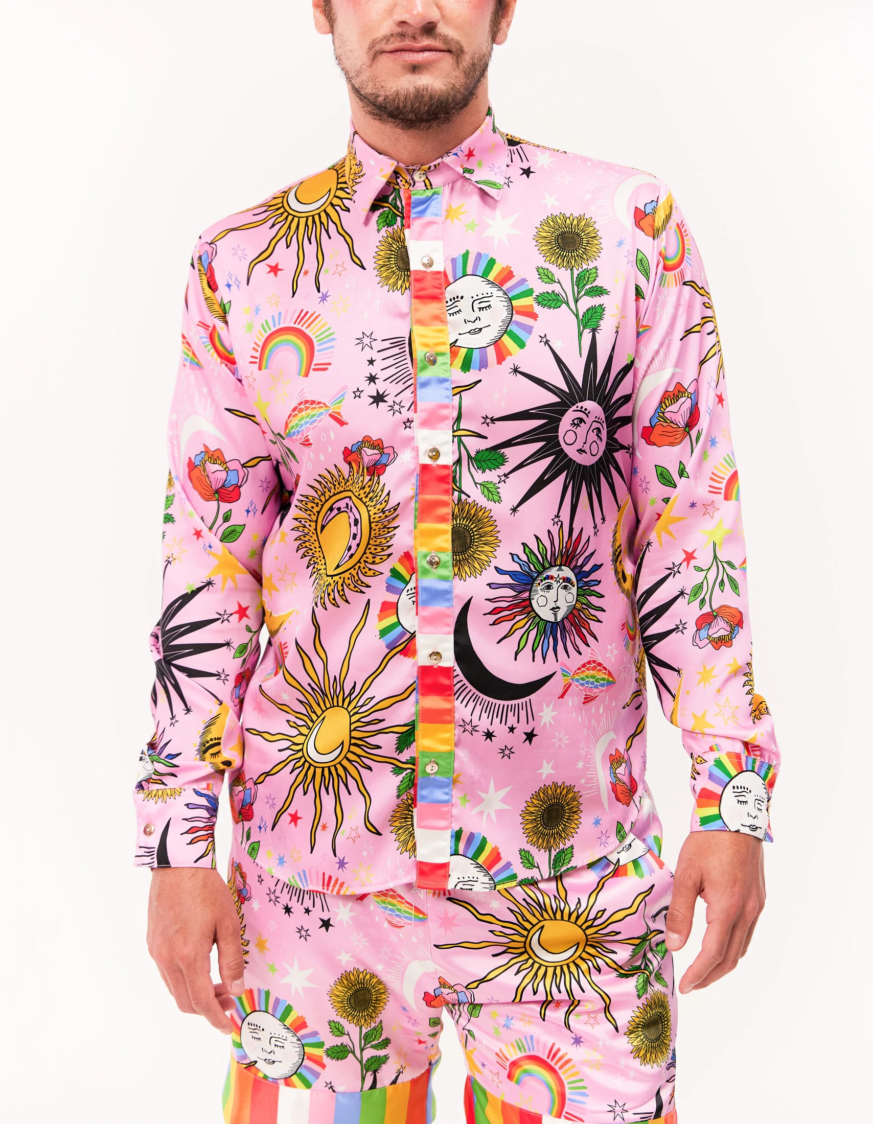 Camisa Manga Larga Unisex / Estampado Madre Luna, Padre Sol Rosa - imagen 2