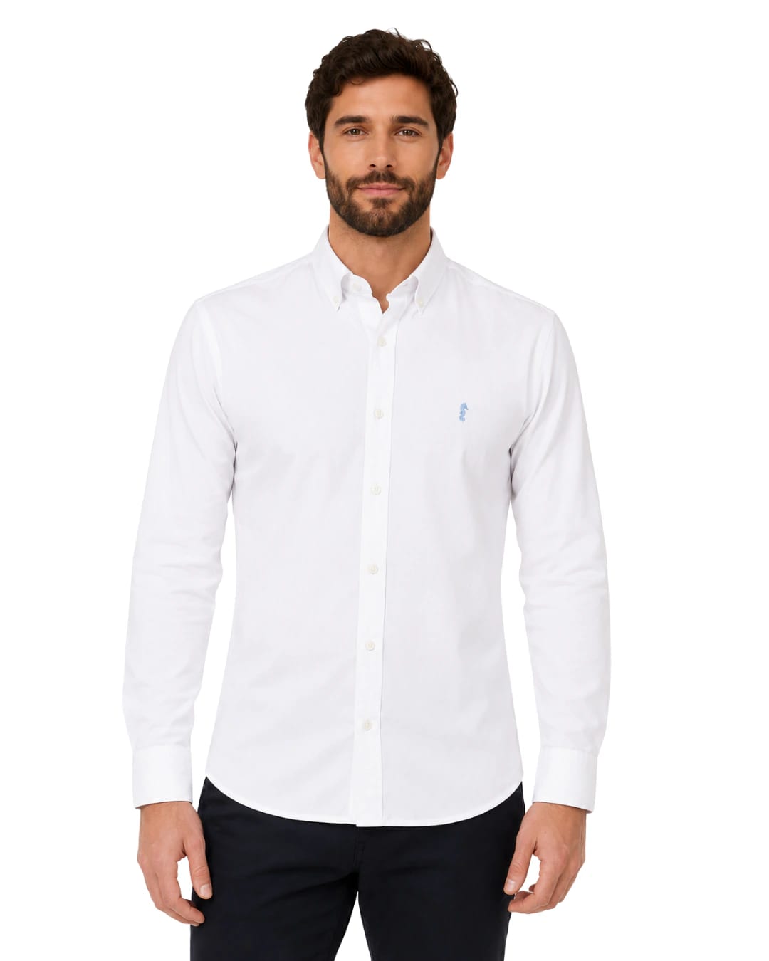 Camisa Manga Larga Oxford Premium Blanca contraste en cuello - imagen 2