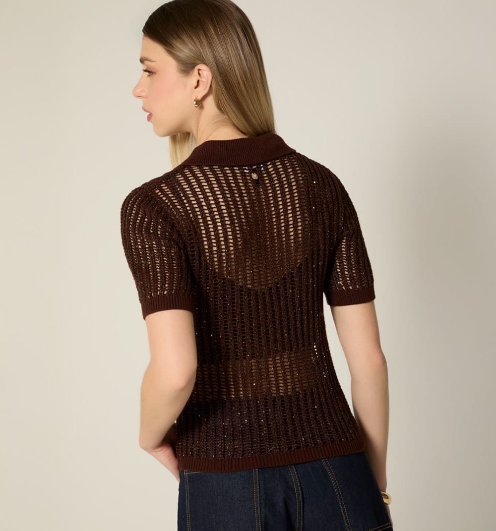Blusa tipo polo en malla - imagen 6