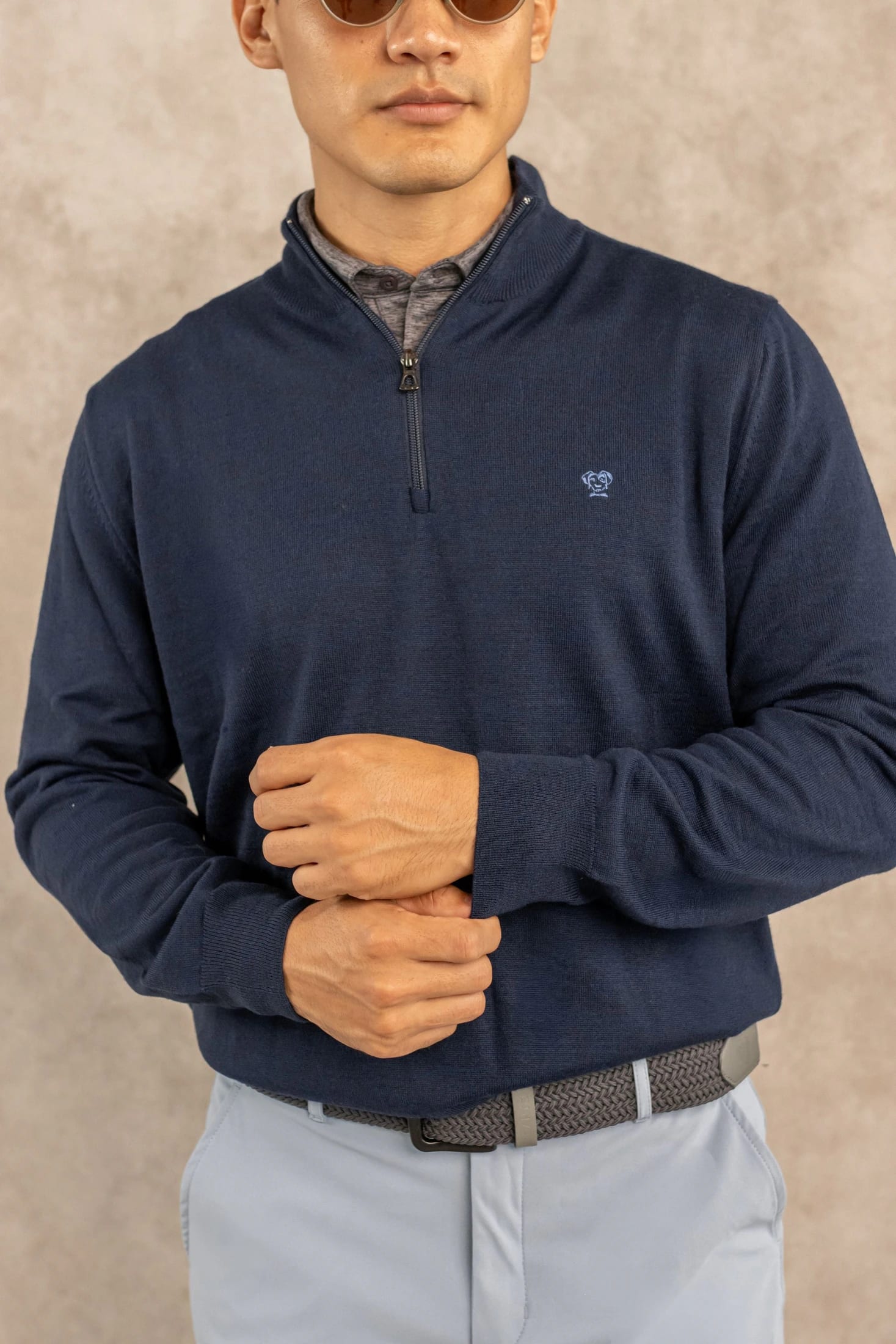 Halfzip Merino Antiarrugas Azul Oscuro - imagen 3