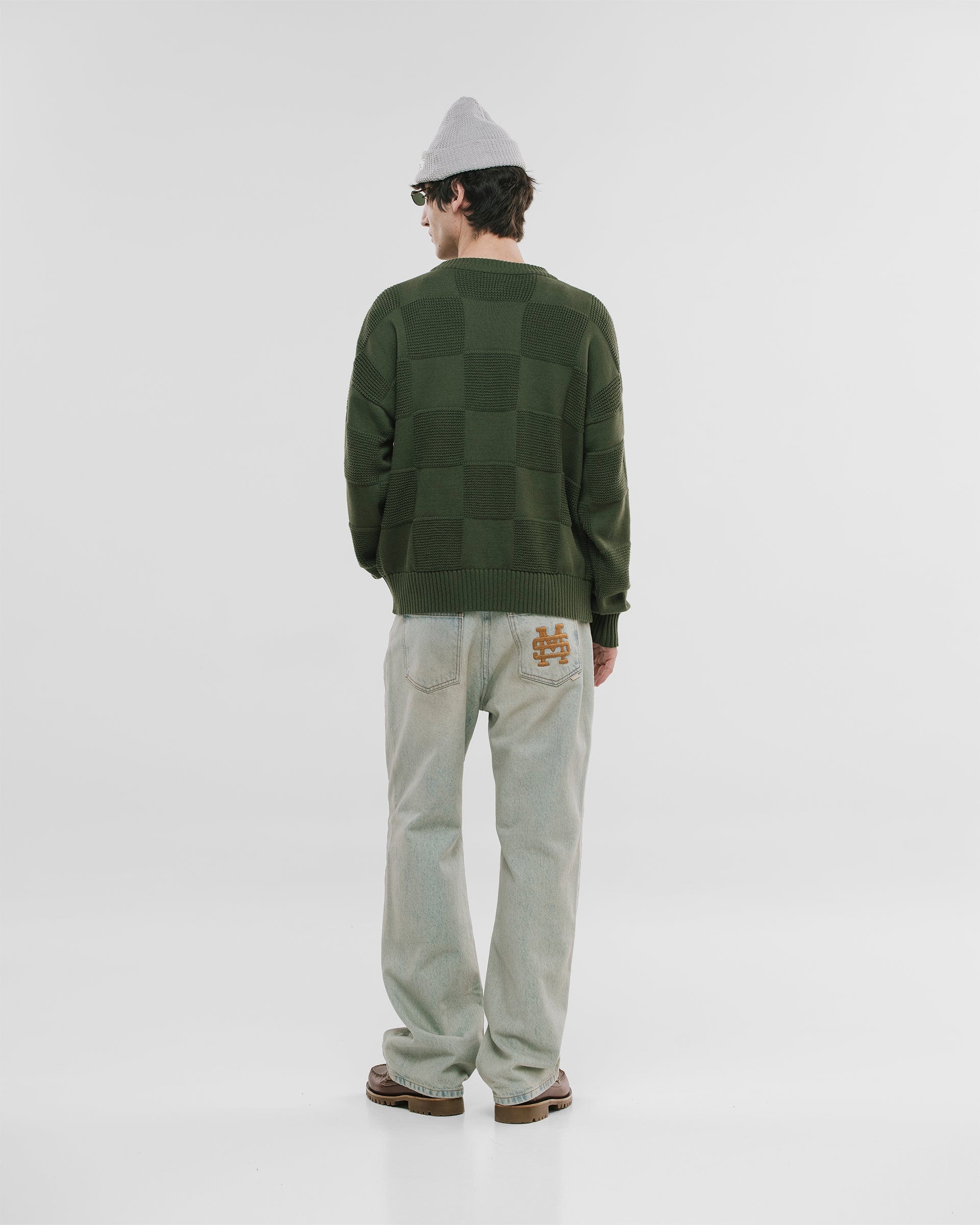 Checkered Knitwear Sweater - Verde Oliva - imagen 3