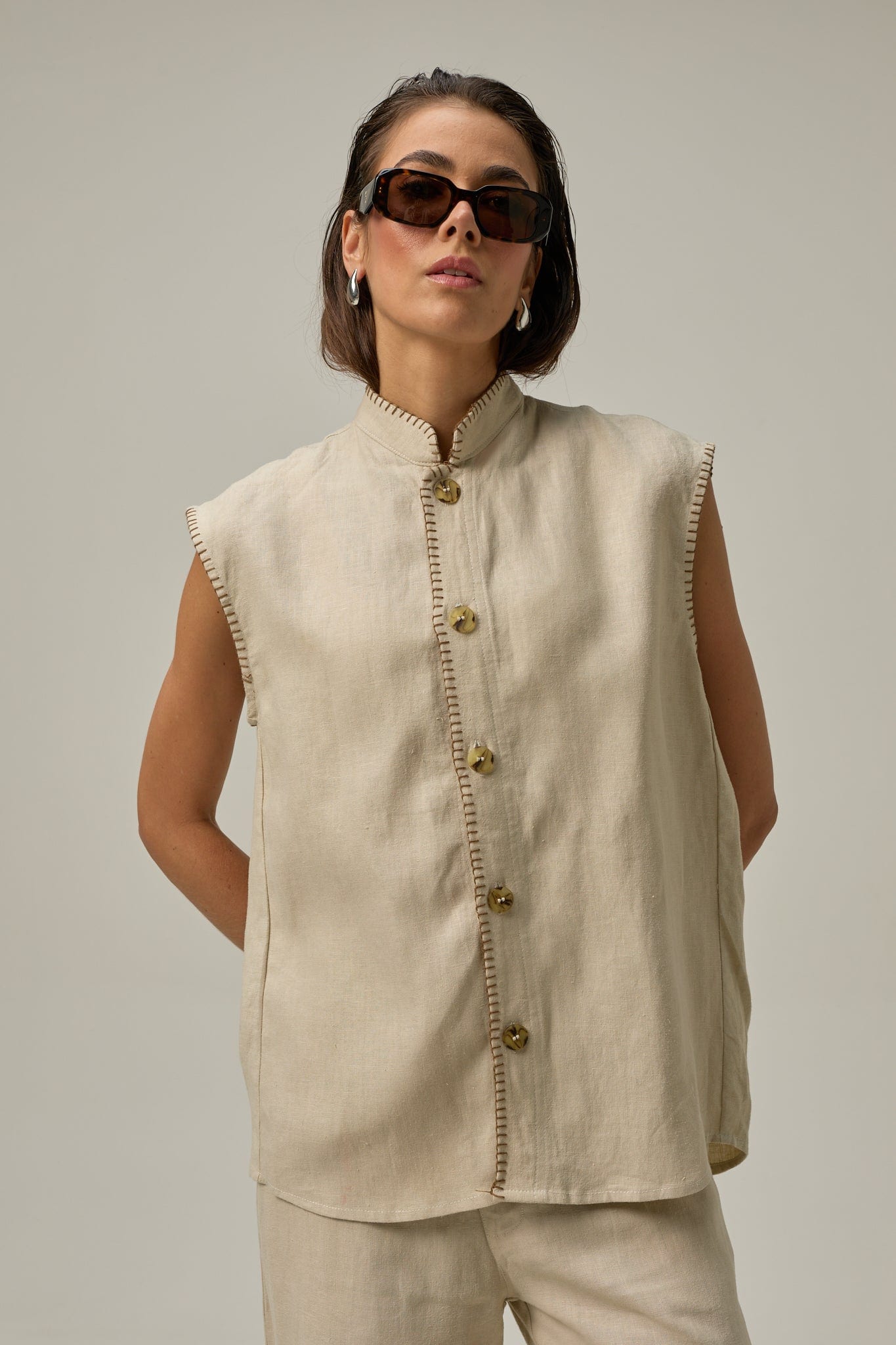 Camisa de lino Duna | Taupe - imagen 2