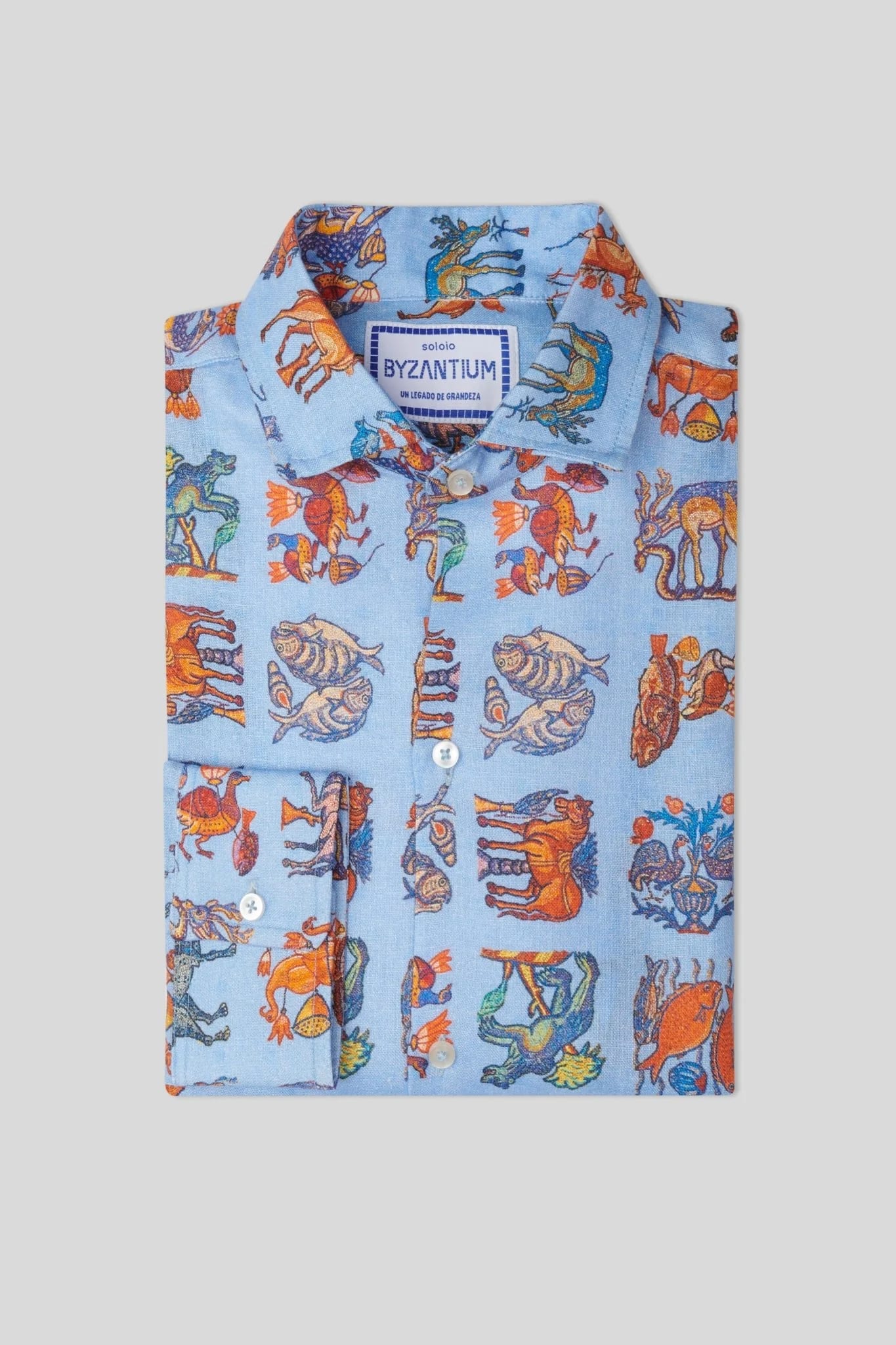Men's justiniano linen shirt sky blue - imagen 10