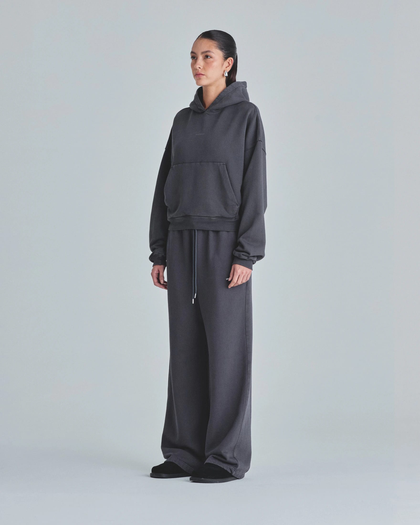 W Line Basic Boxy Fit Hoodie Dark Gray - imagen 5