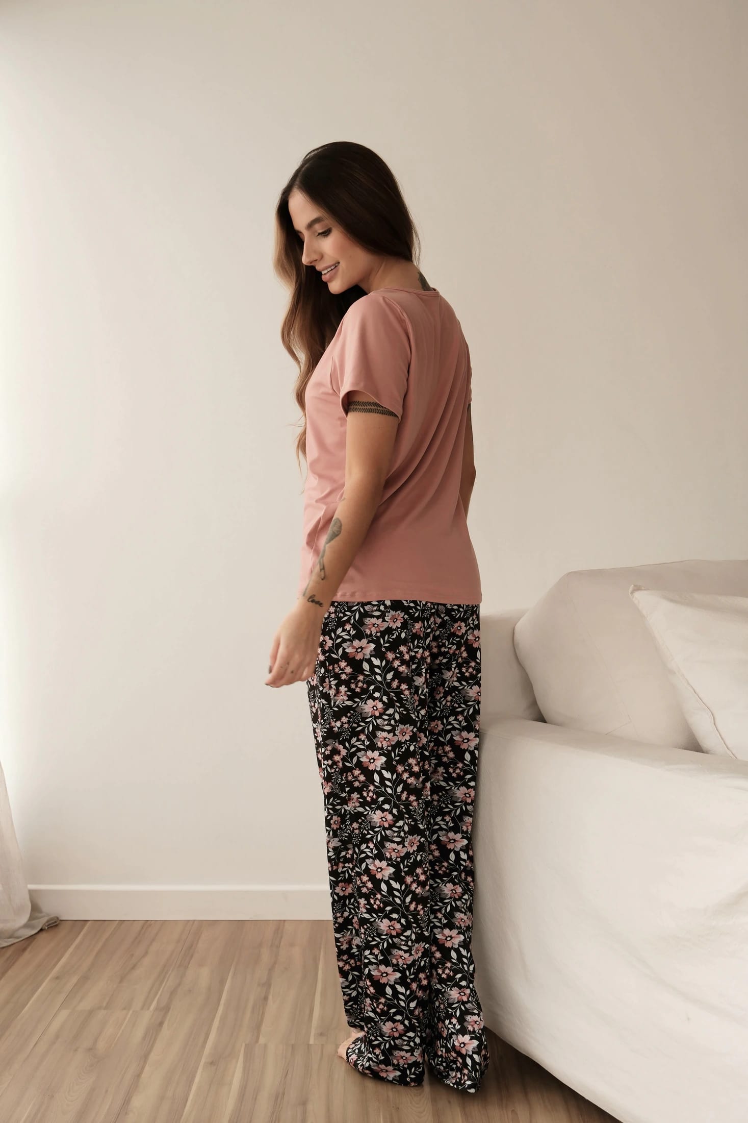 Pijama Pantalon Largo Estampado Negro - imagen 2