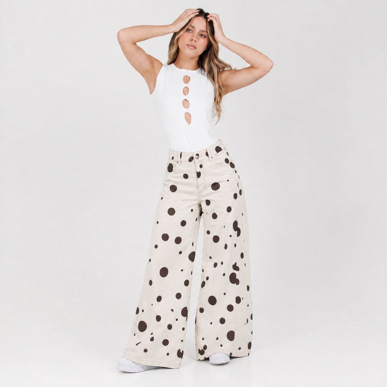 Jean Wide Leg Beige Ax-3176 Rigido Premium - imagen 1