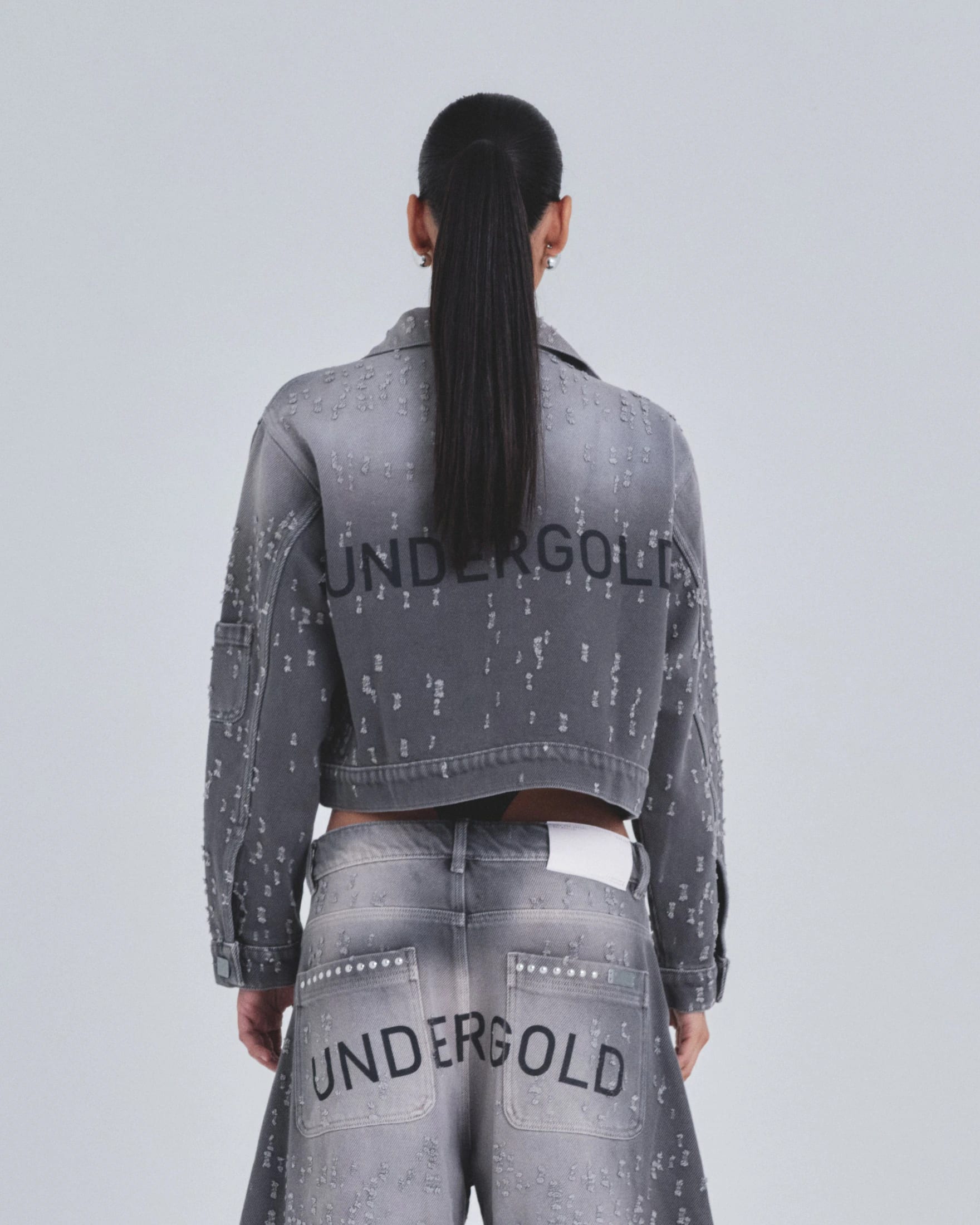 W Holy State UNDRGLD Ripped Jacket Washed Gray - imagen 7