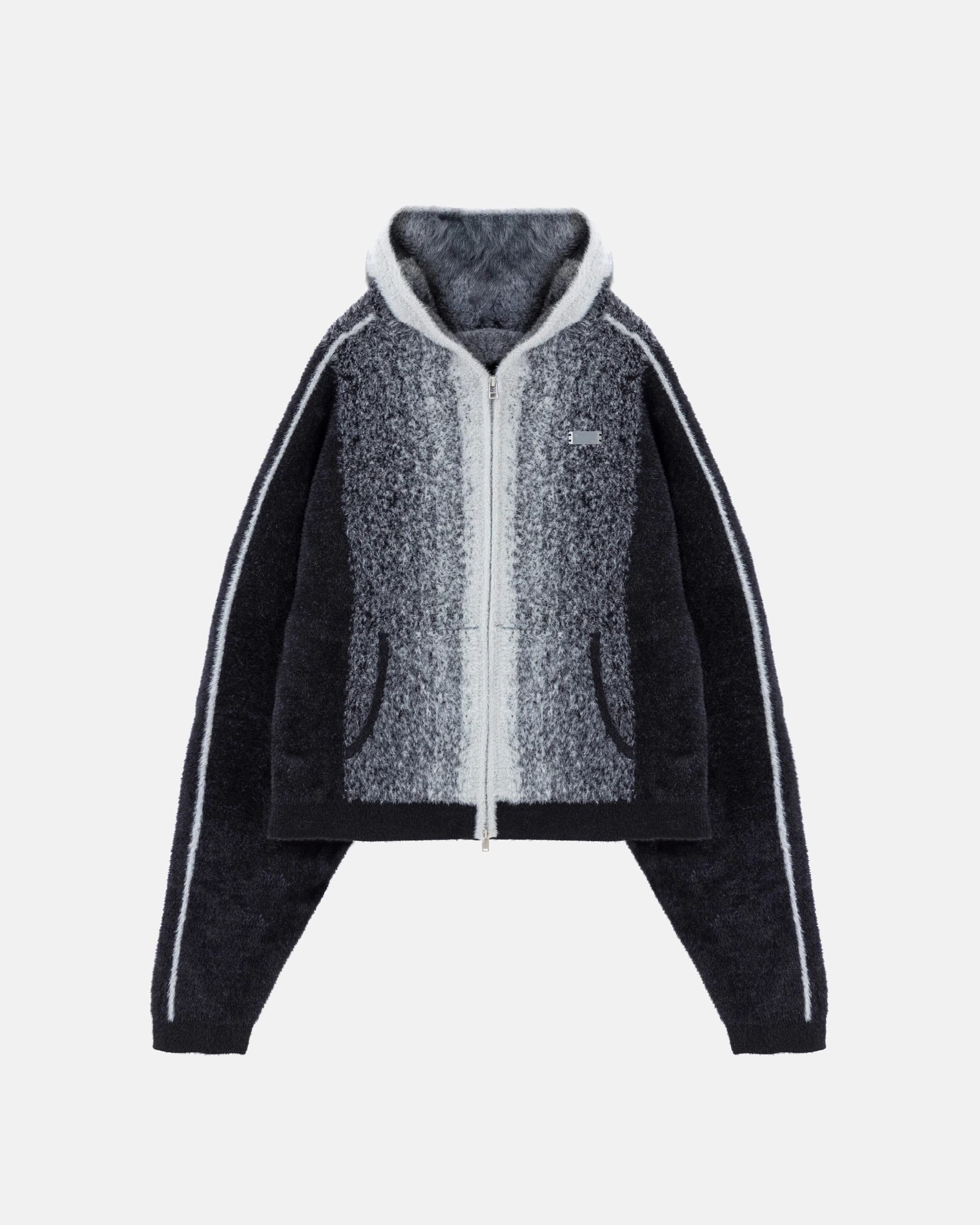 Basics Knit Zip Up Hoodie Bone/Black - imagen 1