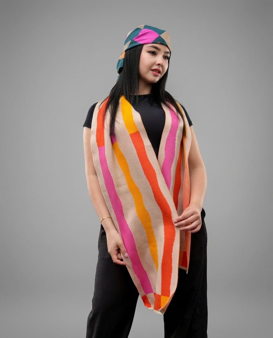 Bufanda crema ondas - imagen 1