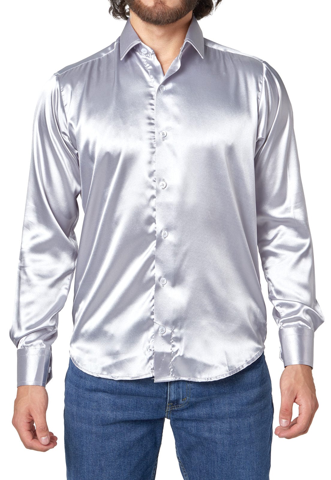 Camisa gris en satin - imagen 3