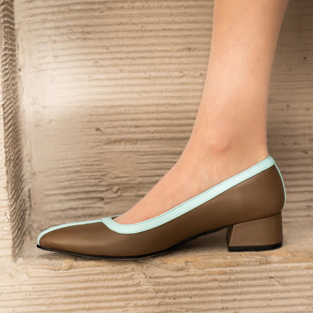 Midi Heels - Taupe x Sky Blue - imagen 2