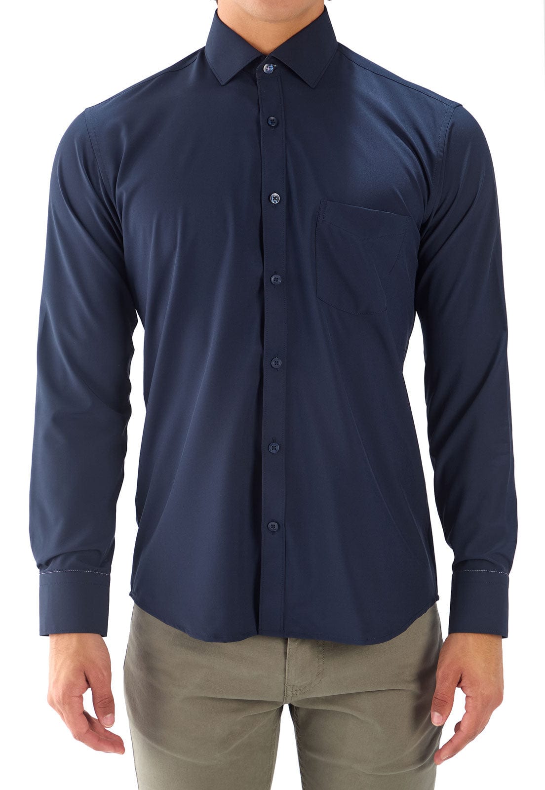 Camisa manga larga azul oscura con bolsillo - imagen 3