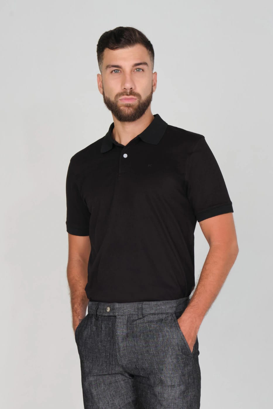 Camiseta Polo 100% Algodón Piqué Negro - imagen 1