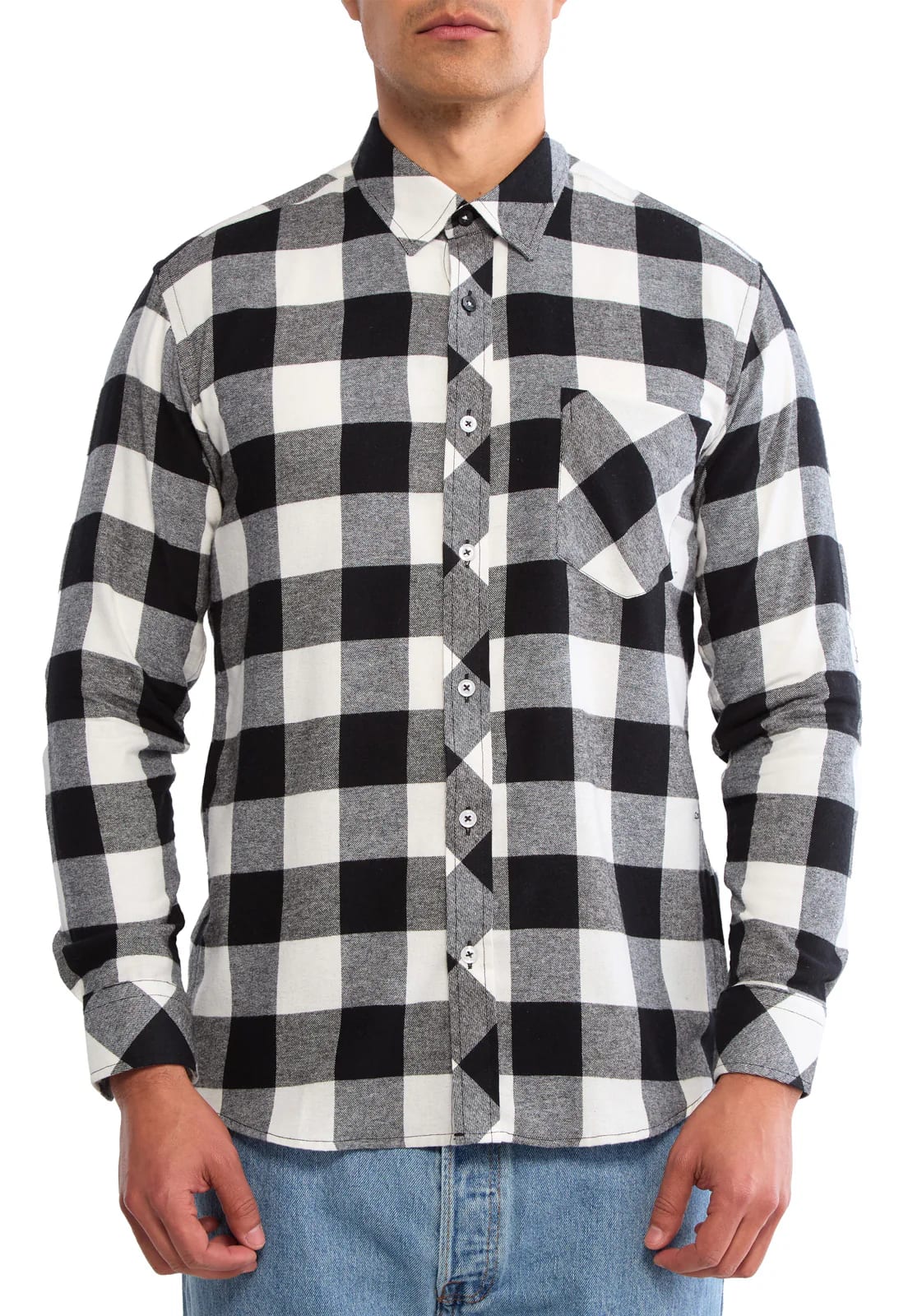Camisa leñadora blanco con negro - imagen 9