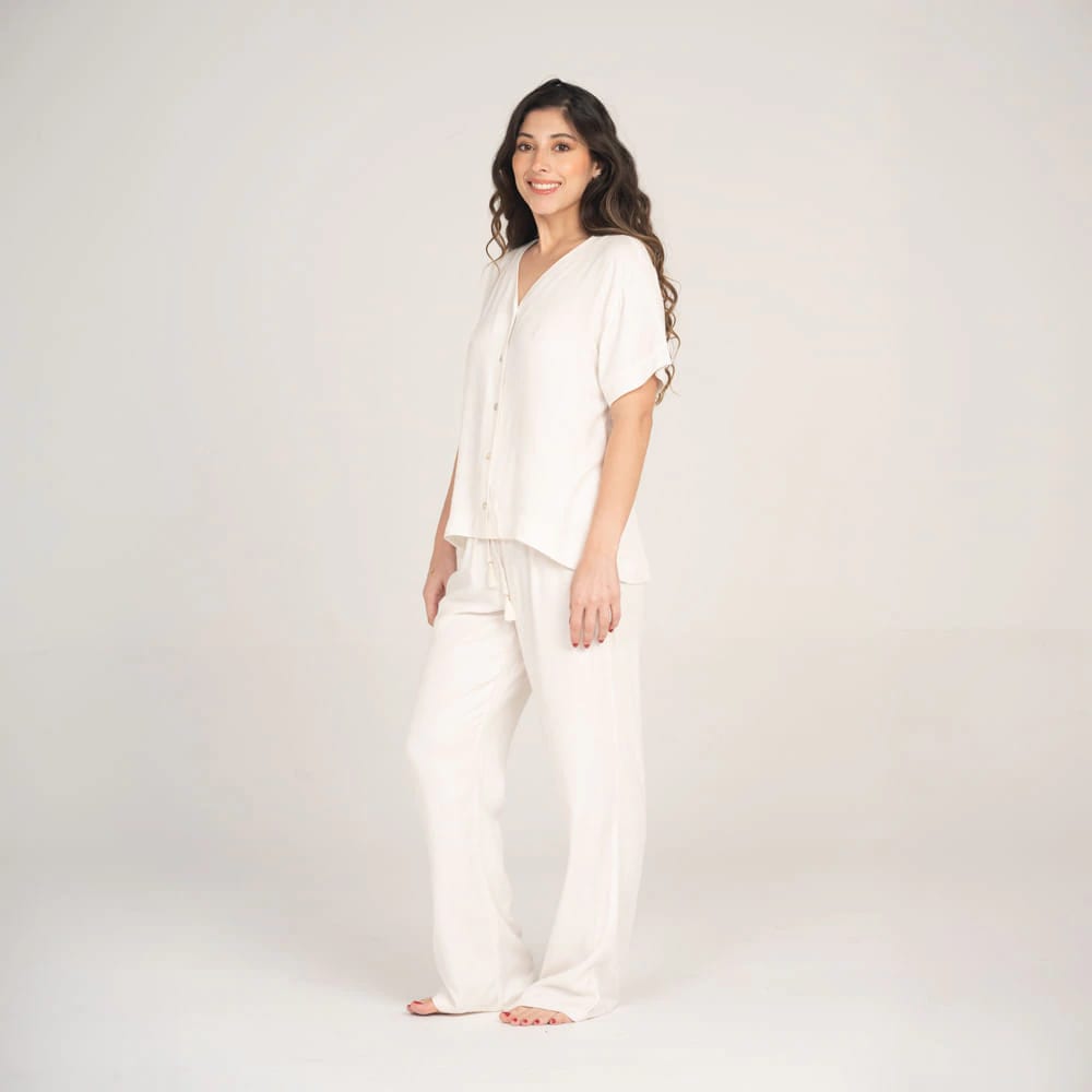 Conjunto de Pijama Pantalón Largo Lino. - imagen 2