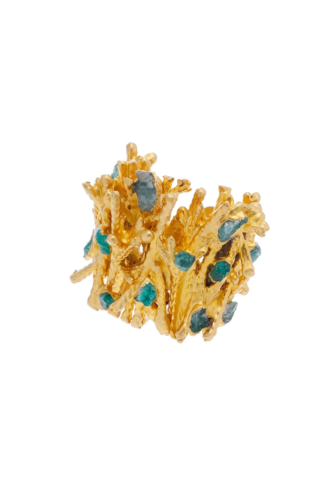 PINE AND ROUGH EMERALDS EARCUFF - imagen 1