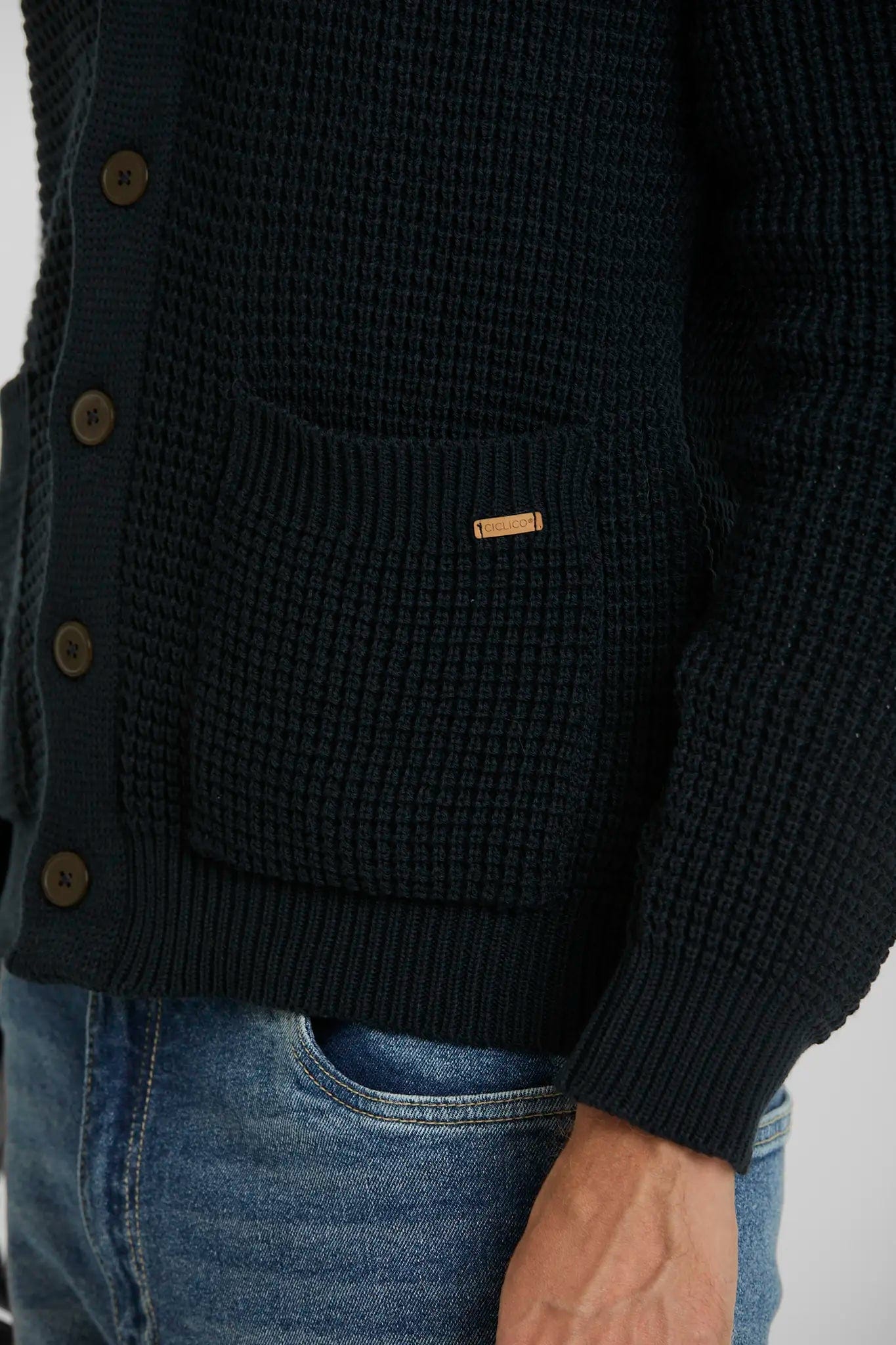 Sweater Tejido Shawlneck Azul Oscuro - imagen 6