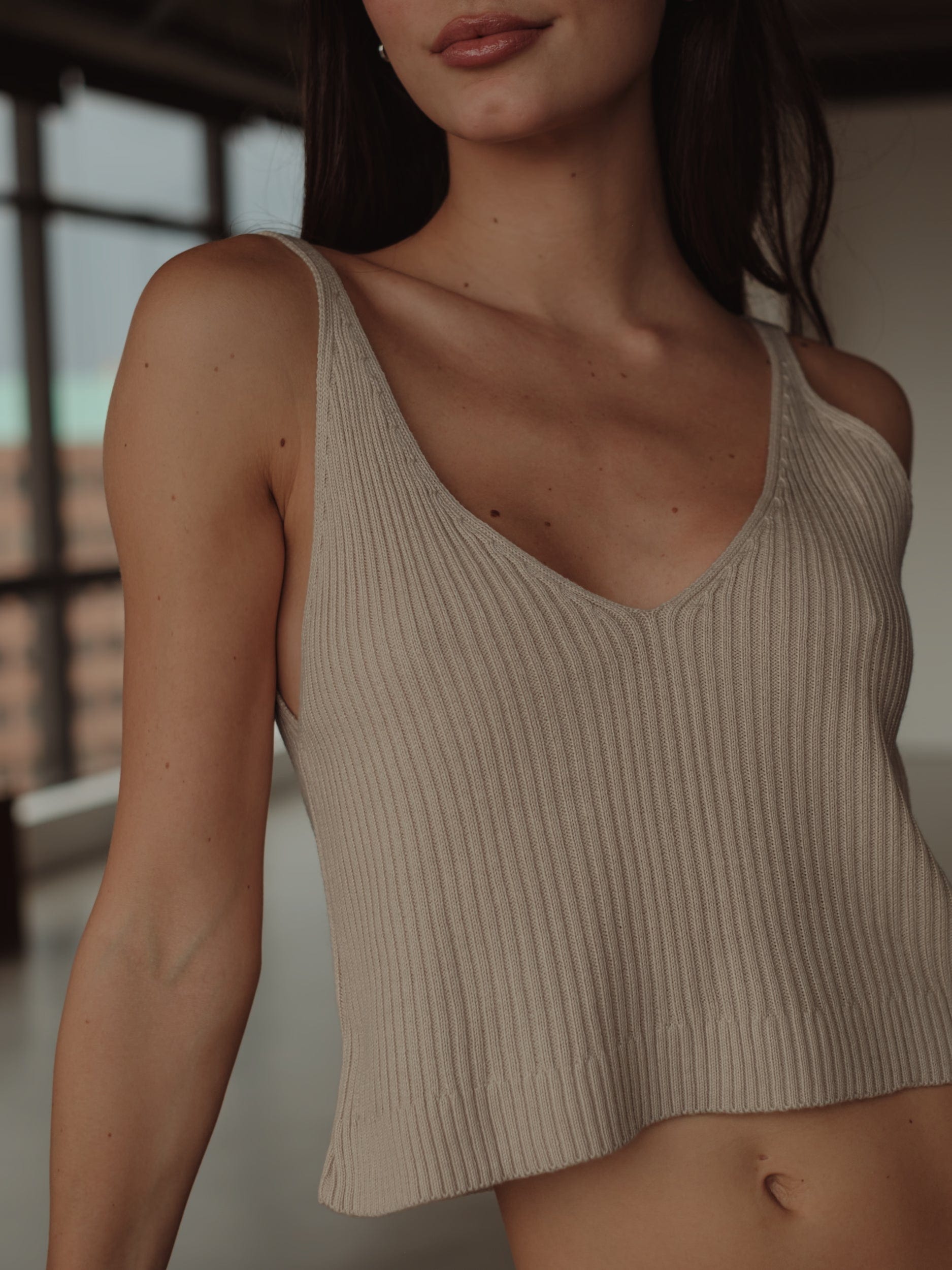 BASIC KNIT TANK TOP - NATURAL - imagen 1
