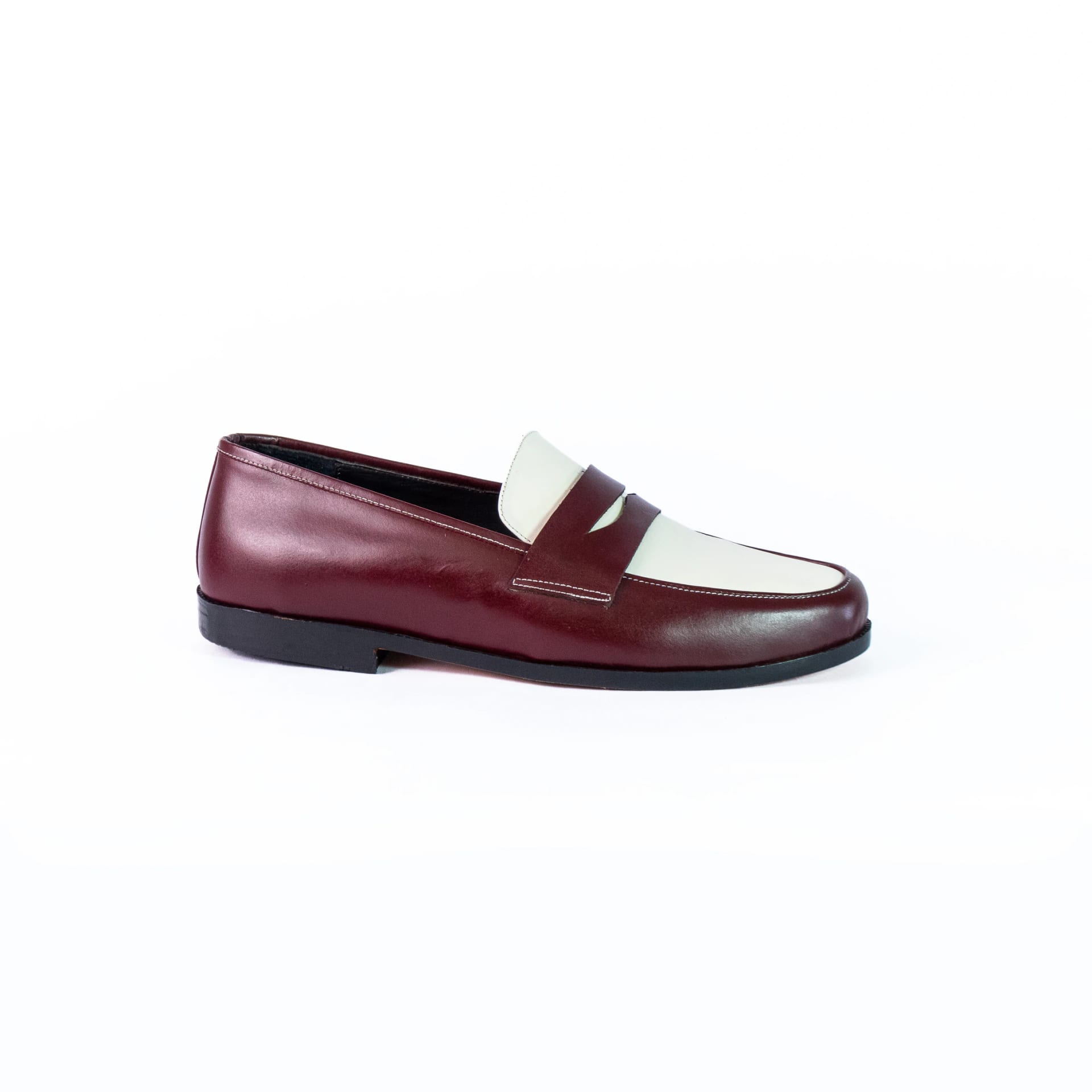 Penny loafers dark red & white - imagen 1