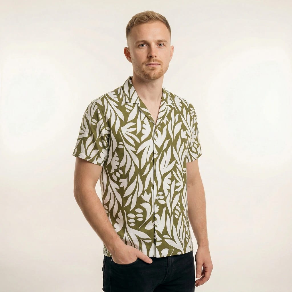 Camisa Bowling Estampada Verde C303 - imagen 2