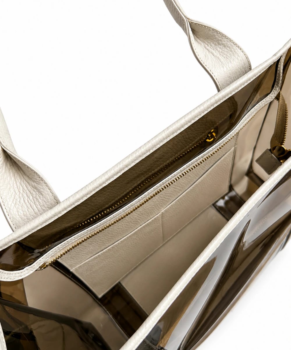 Bolso Tote Vinilo Oscuro Marfil - imagen 3