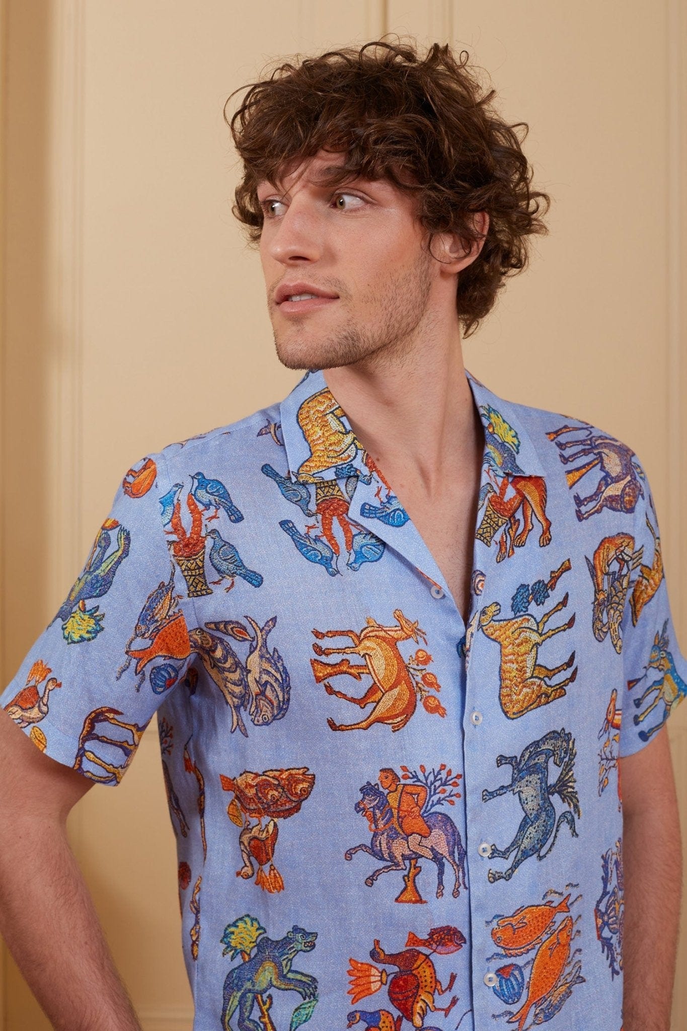 Men's ravena linen shirt sky blue - imagen 3