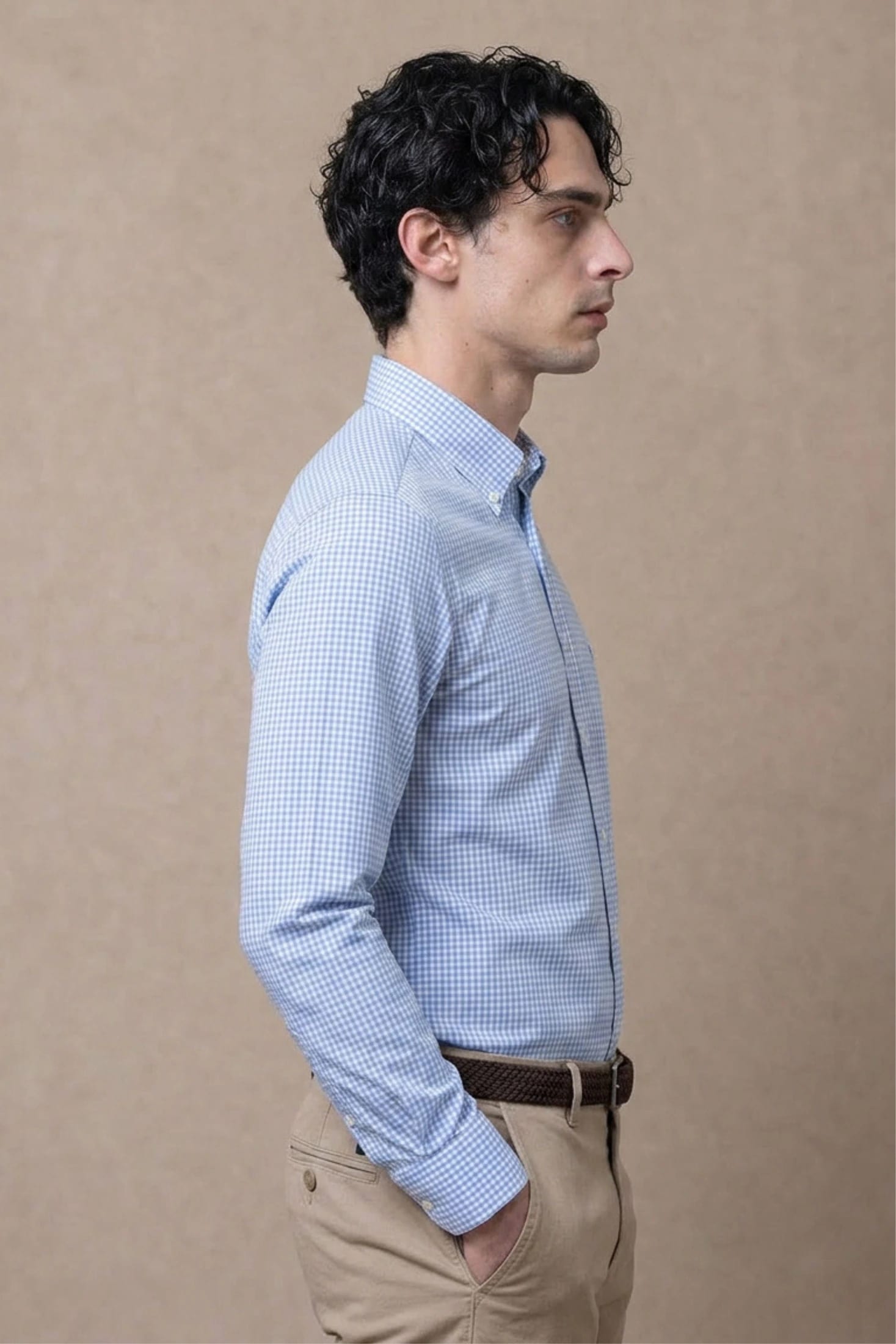 Camisa Antimanchas Popelina Cuadros Azul Claro Logo Combinado - imagen 15