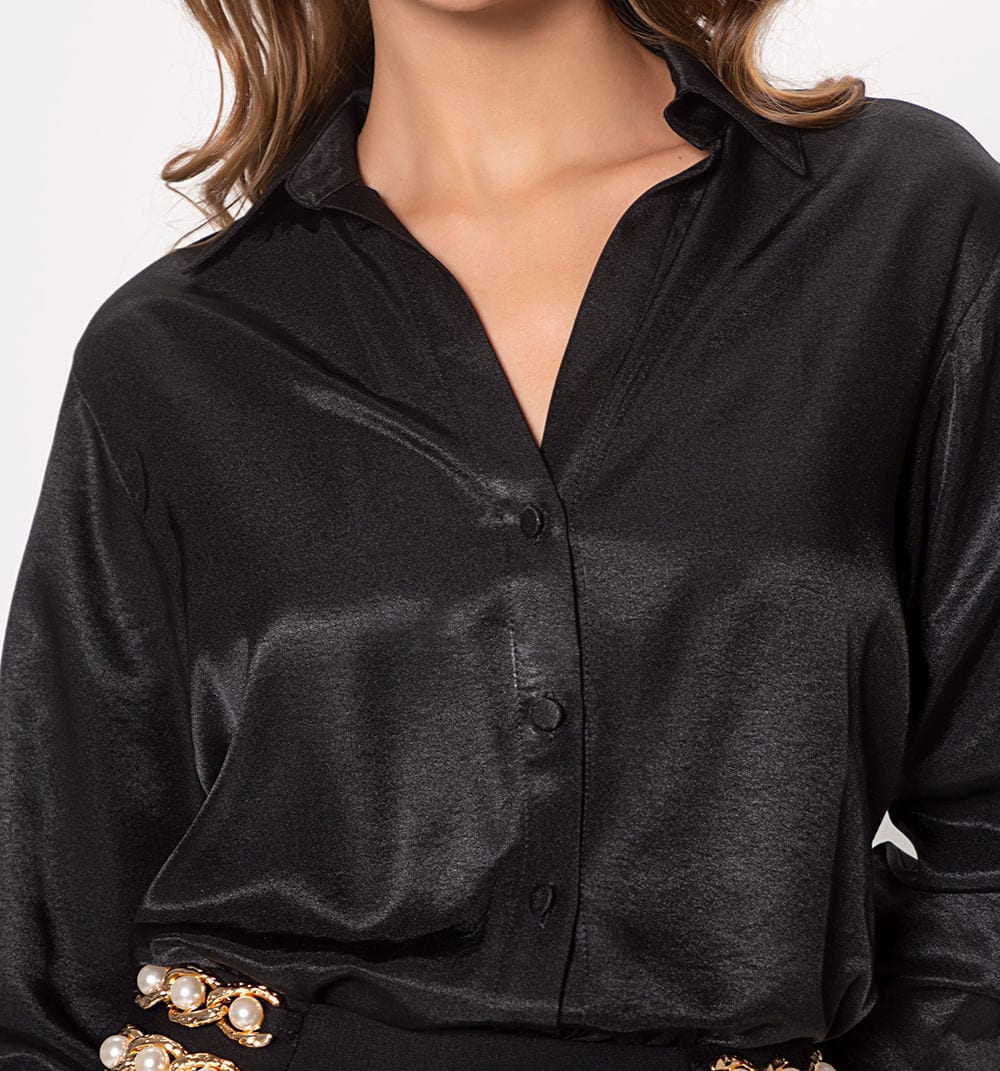 Blusa camisera manga larga con puño anch - imagen 39