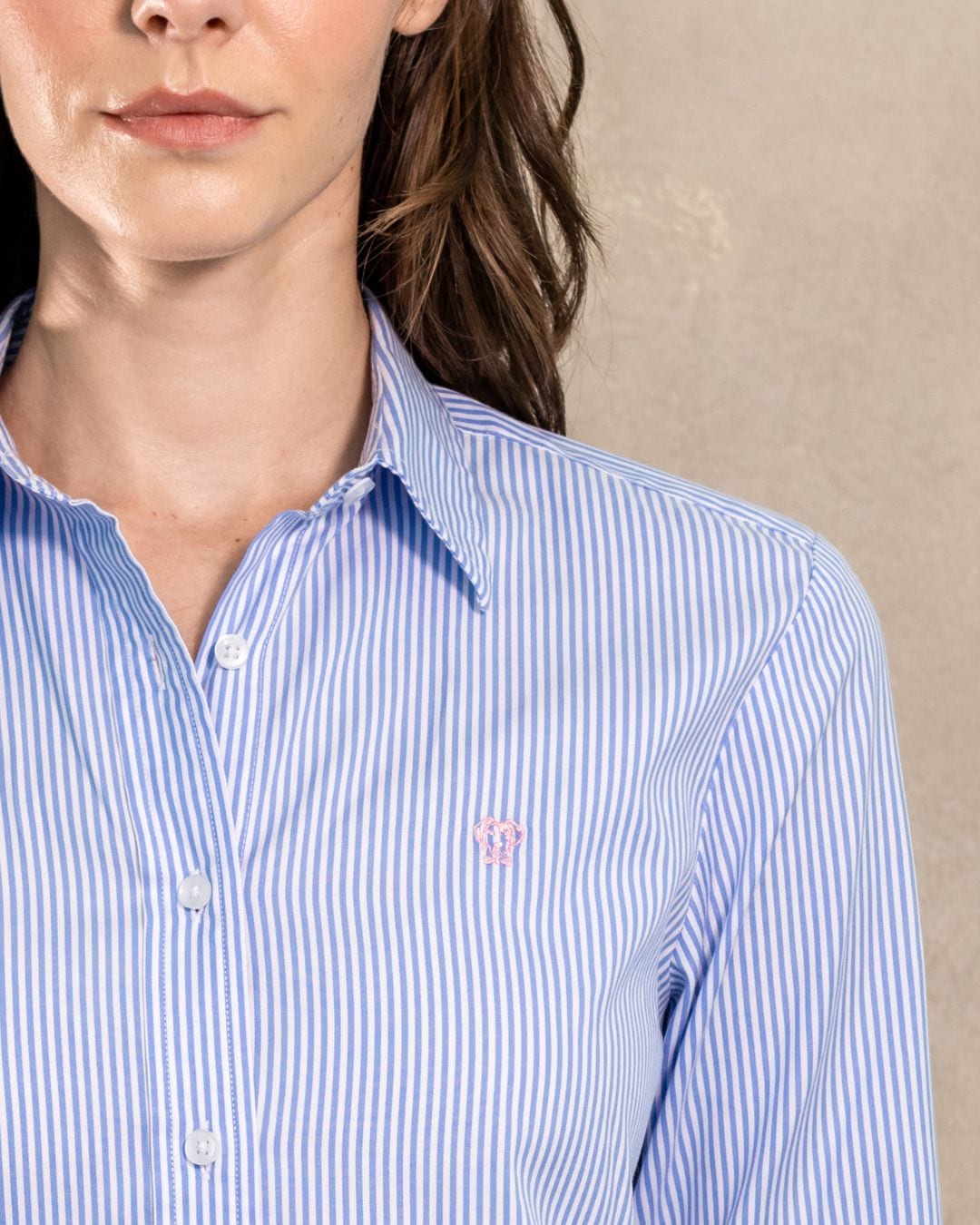 Camisa Antimanchas Oxford de Mujer Rayas Azul Yale - imagen 3