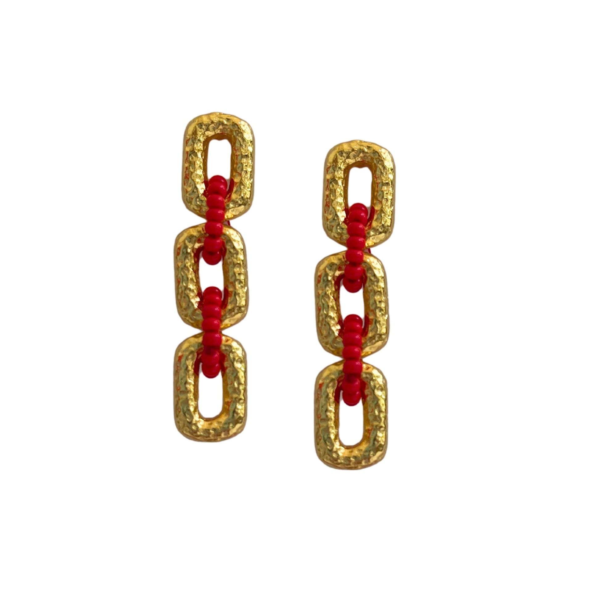 Connected Mini Link Beaded Earrings - imagen 3