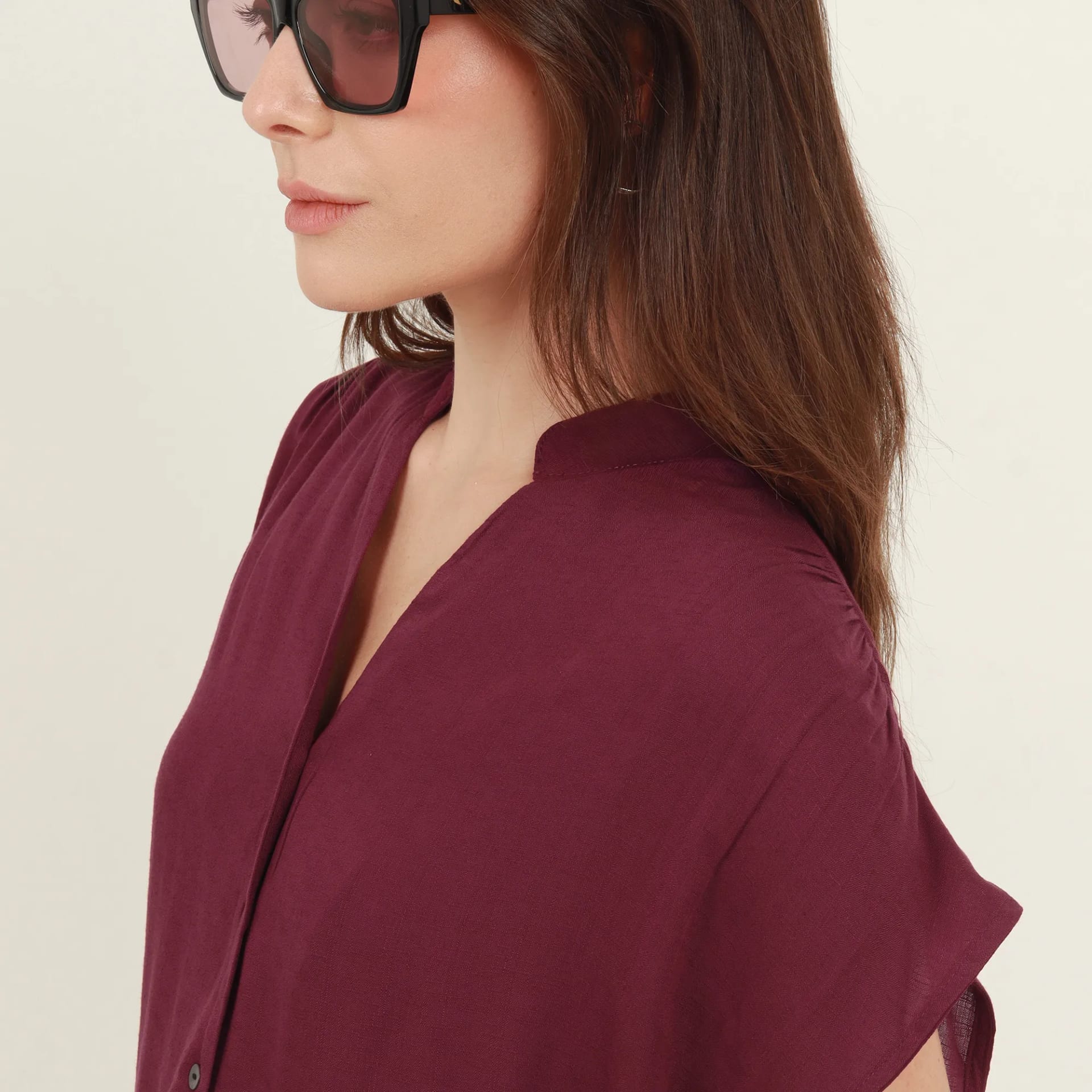 Blusa abierta cuello nerú manga sisa rodada - imagen 5
