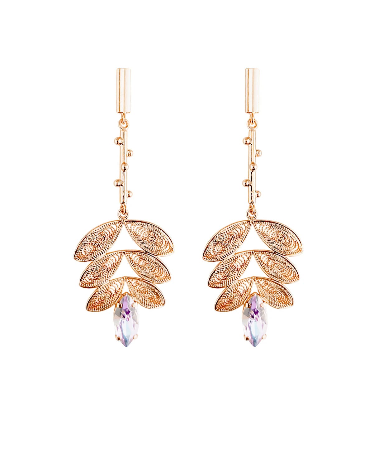Aretes cristal y hojas, Taliana - imagen 1