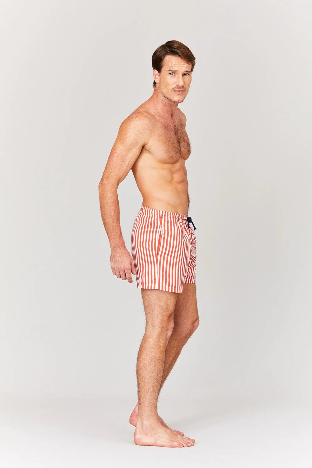 Men's red striped swim trunk - imagen 6