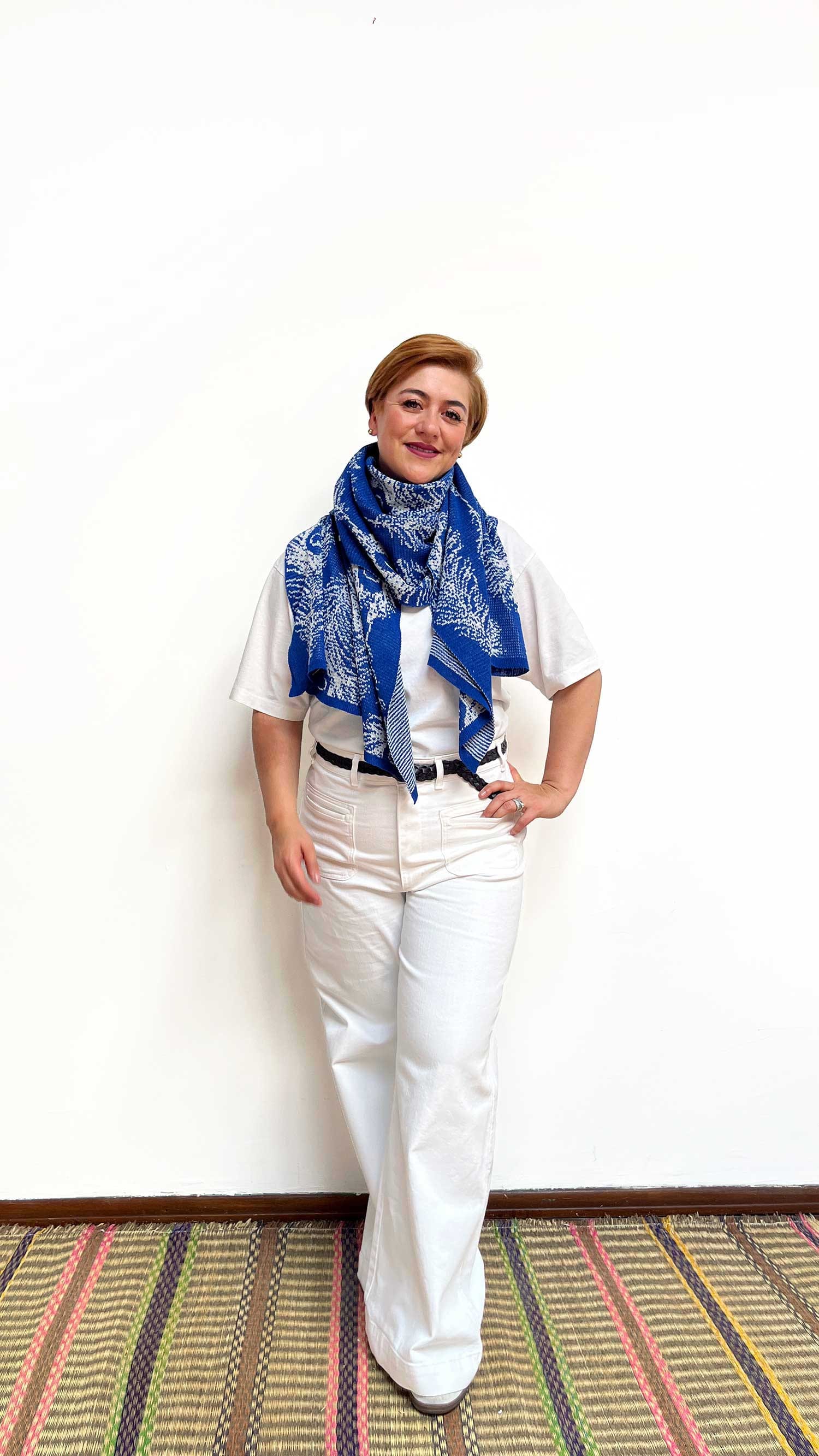 Chal Plumas - azul rey y gris claro - imagen 3
