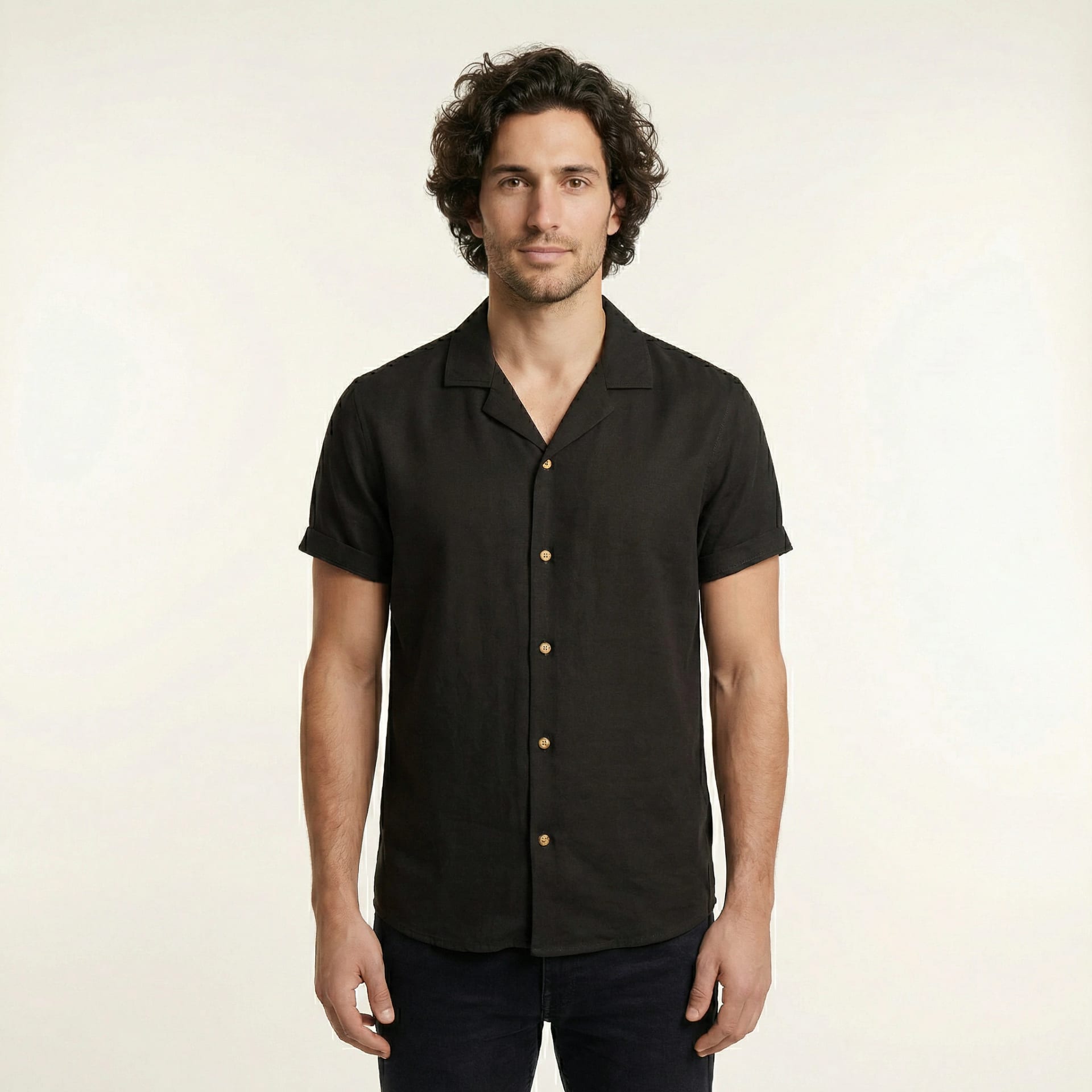 Camisa Bowling Negra B08 - imagen 1